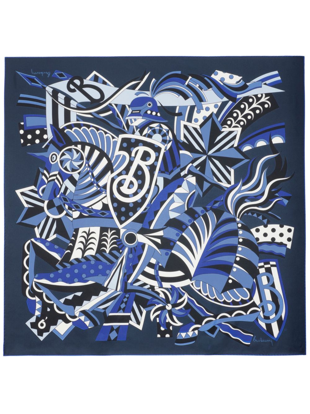 Burberry Carousel EKD 真丝围巾 - 蓝色