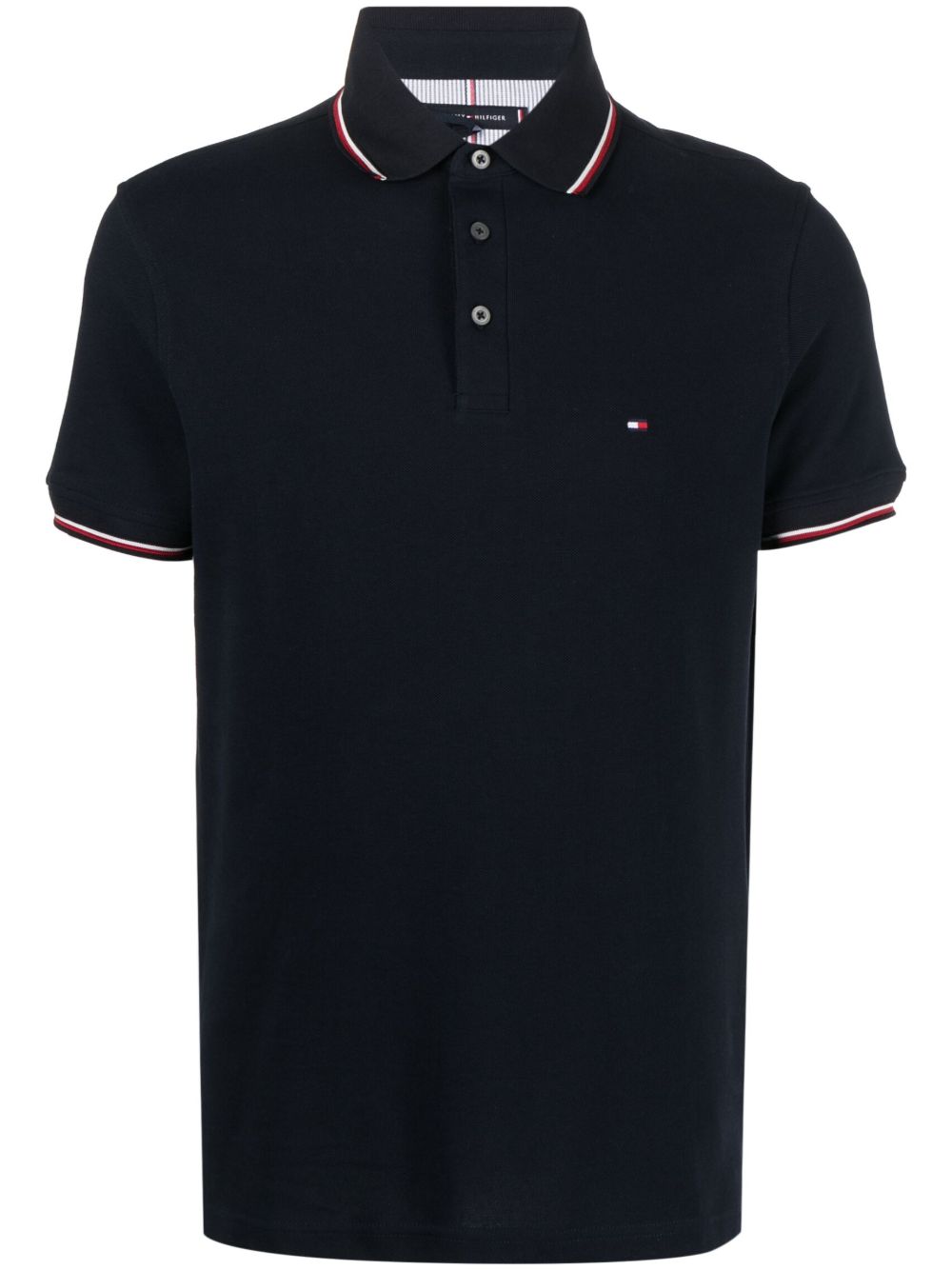 Tommy Hilfiger logo刺绣细节polo衫 - 蓝色