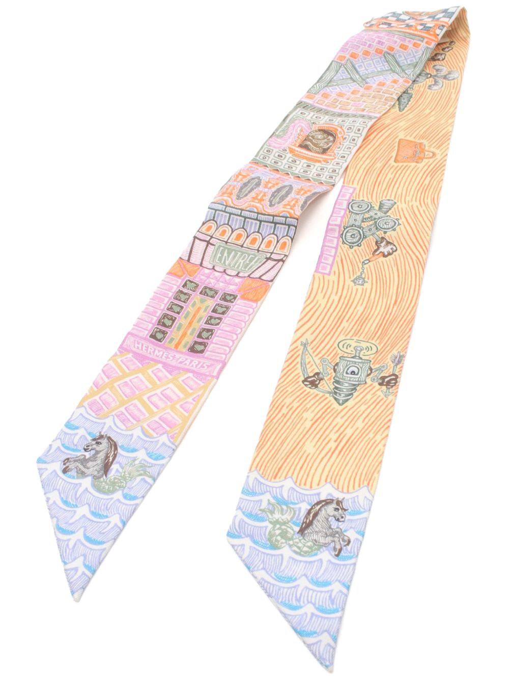 Hermès Pre-Owned Twilly Super Silk Quest 围巾（2020年代典藏款） - 黄色