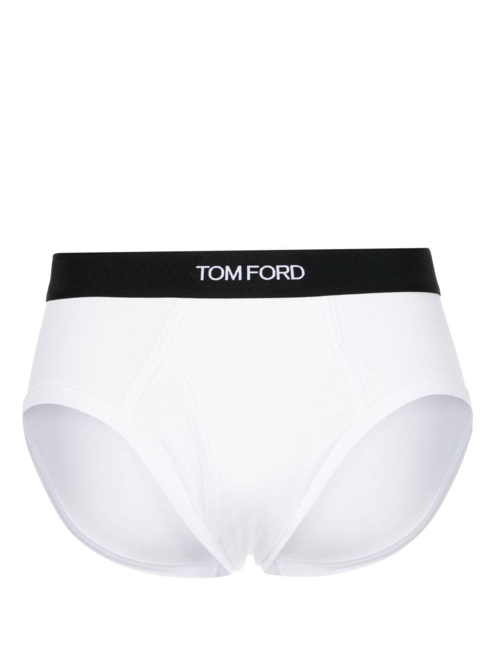 TOM FORD logo裤腰平纹针织三角内裤 - 白色