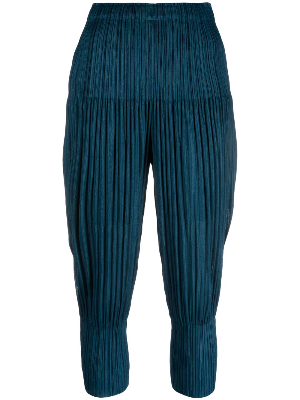 Pleats Please Issey Miyake 褶饰露踝裤 - 蓝色