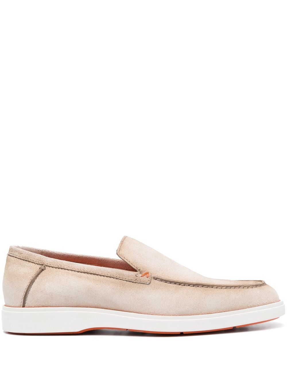 Santoni 杏仁形鞋头绒面皮乐福鞋 - 中性色