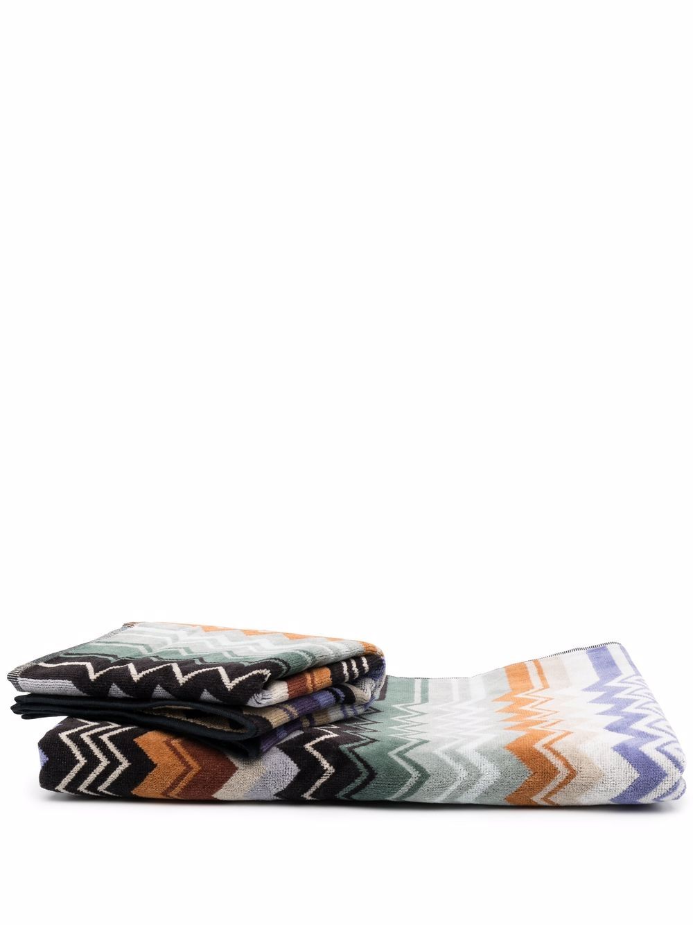 Missoni Home Z字形图案毛巾套装 - 绿色