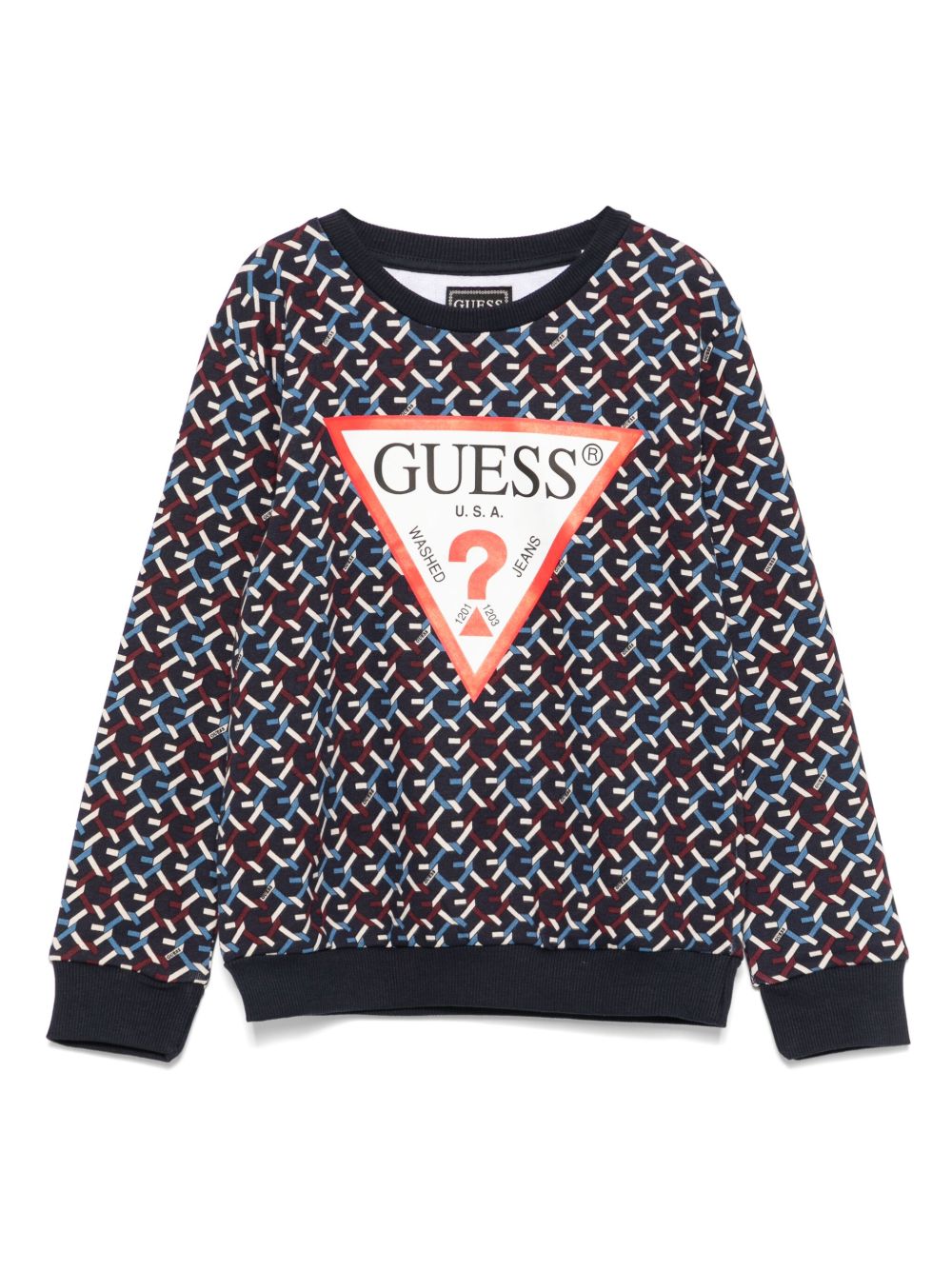 guess kids 经典印花提花毛衣 - 蓝色