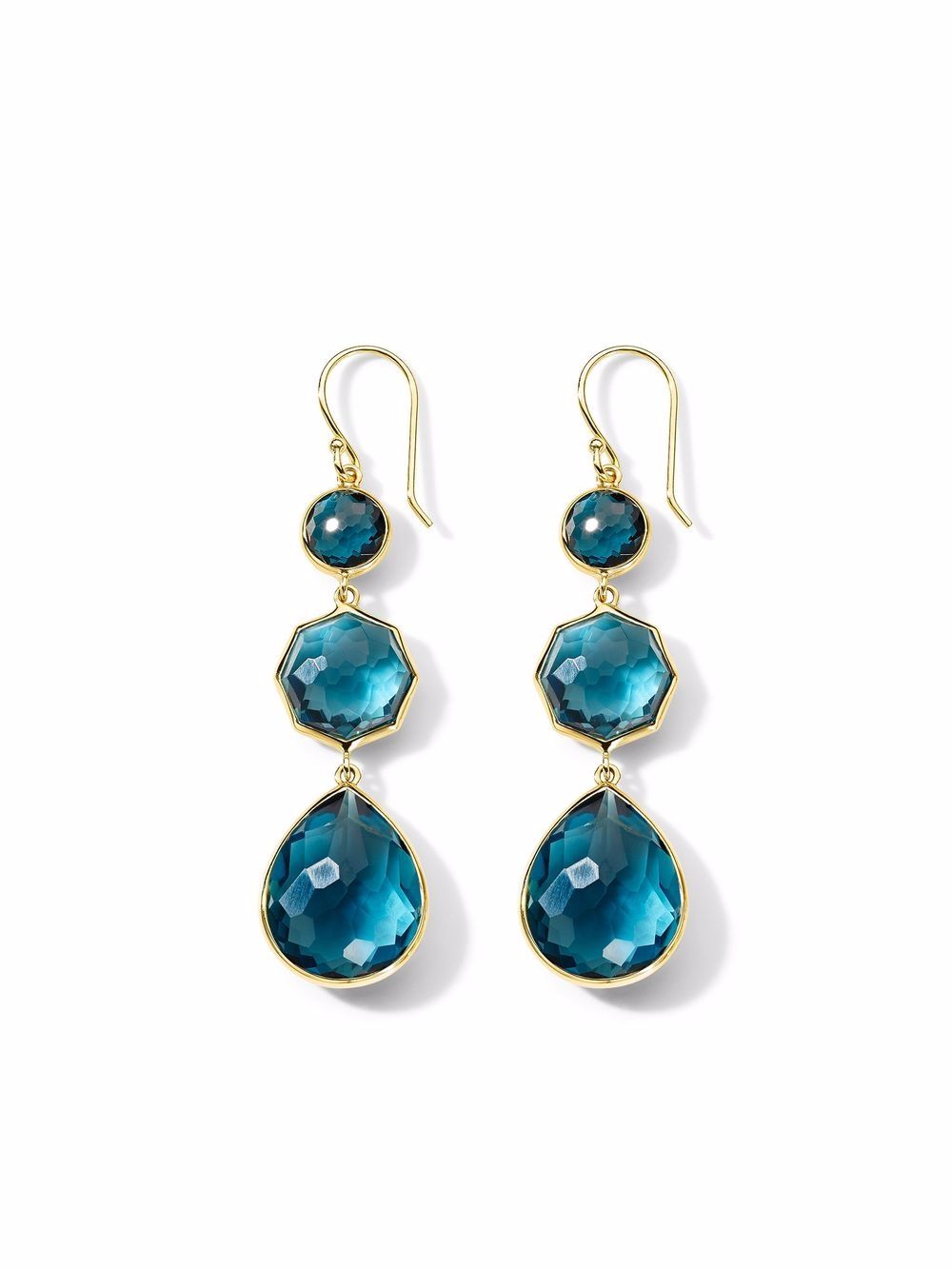 IPPOLITA Rock Candy 18K黄金黄玉吊饰耳环 - 金色