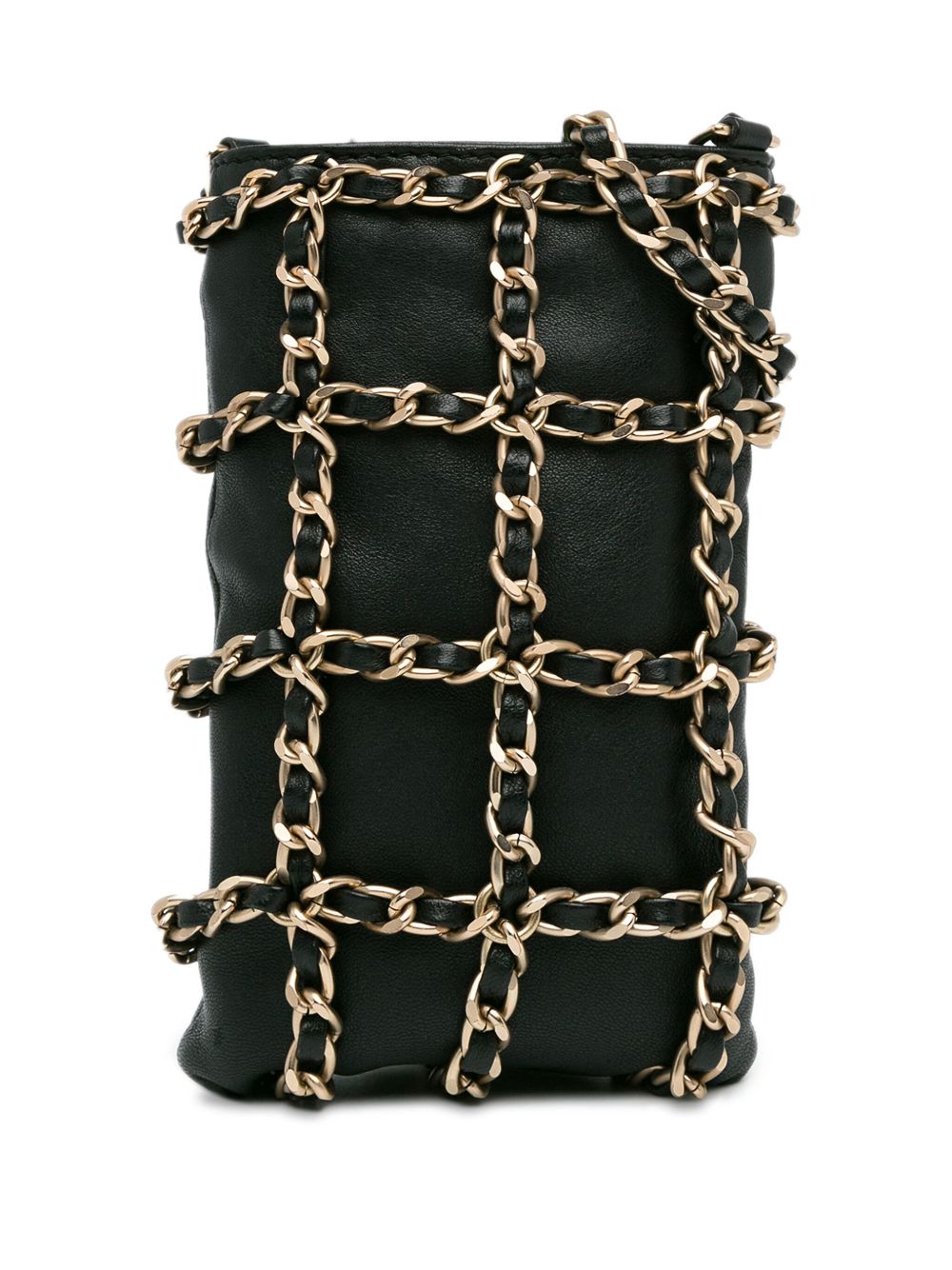 CHANEL Pre-Owned Tech Me Out 小羊皮搭链斜挎包（2019年典藏款） - 黑色
