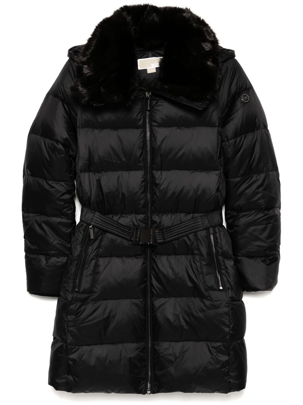 Michael Michael Kors 3/4 束腰蓬松外套 - 黑色
