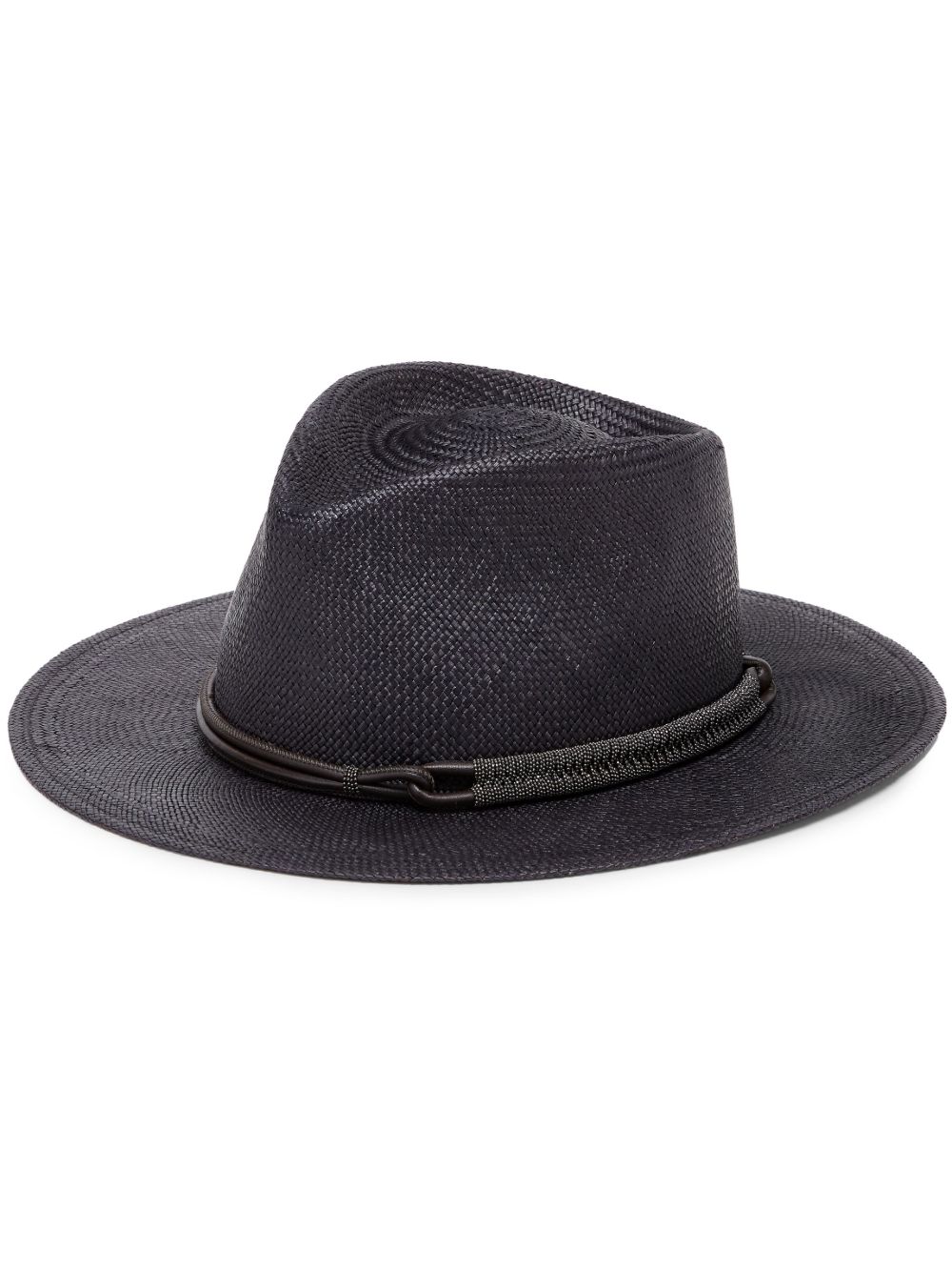 Brunello Cucinelli Monili 珠饰草编礼帽 - 黑色