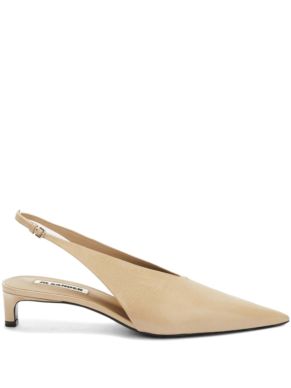 Jil Sander 皮质裹踝高跟鞋 - 中性色