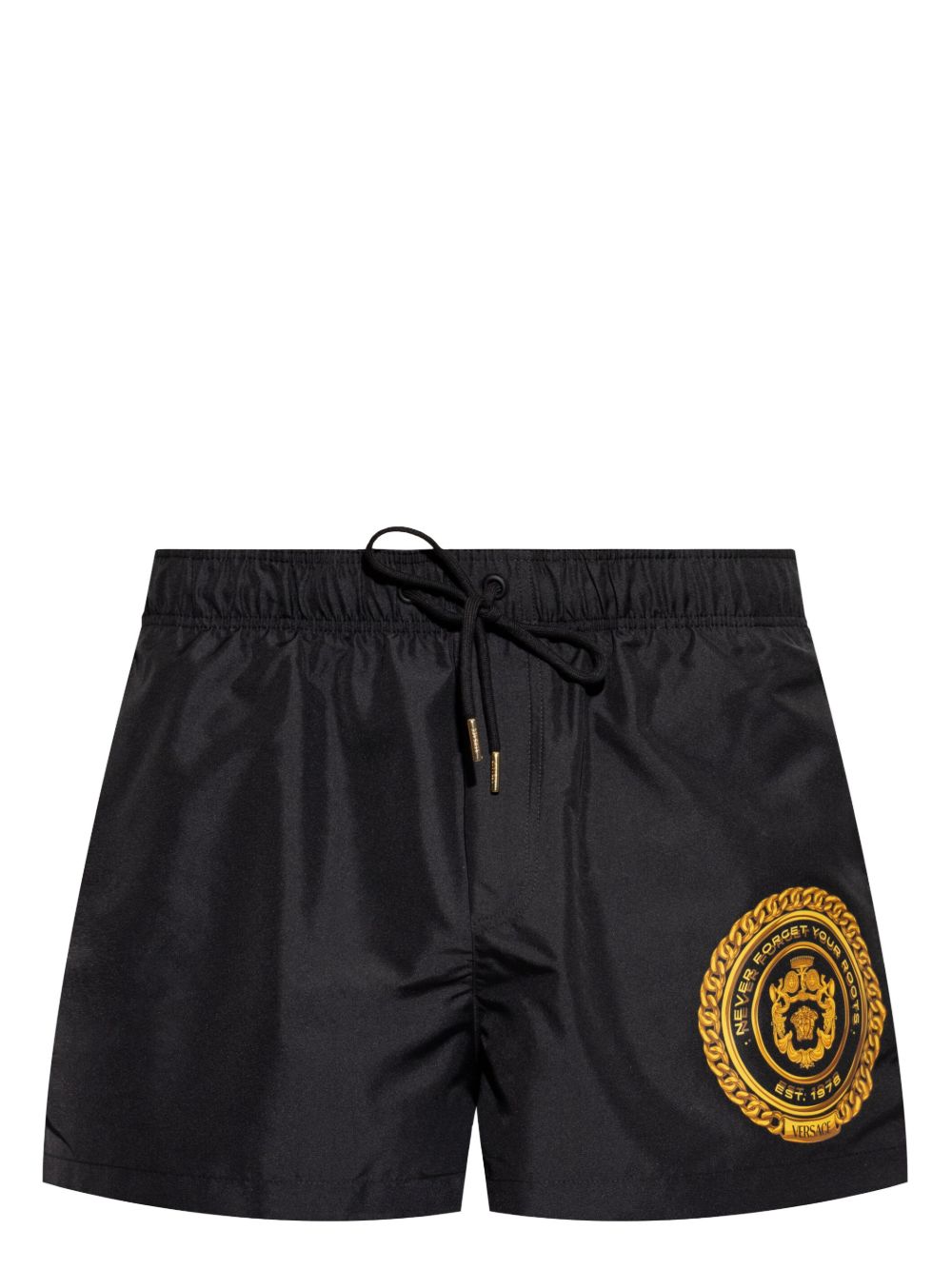 Versace logo印花泳裤 - 黑色