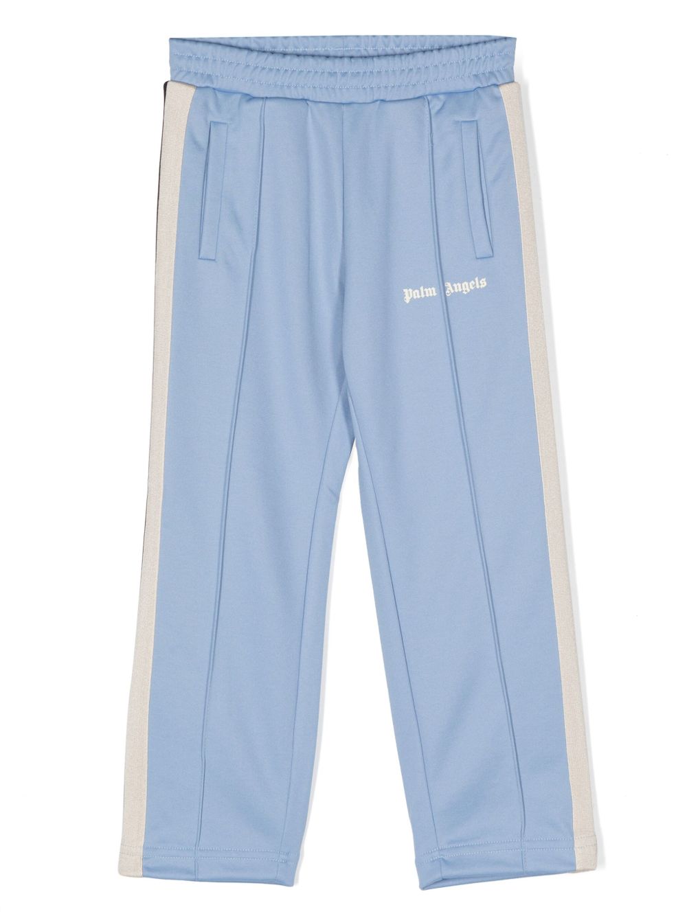 Palm Angels Kids logo印花棉运动裤 - 蓝色