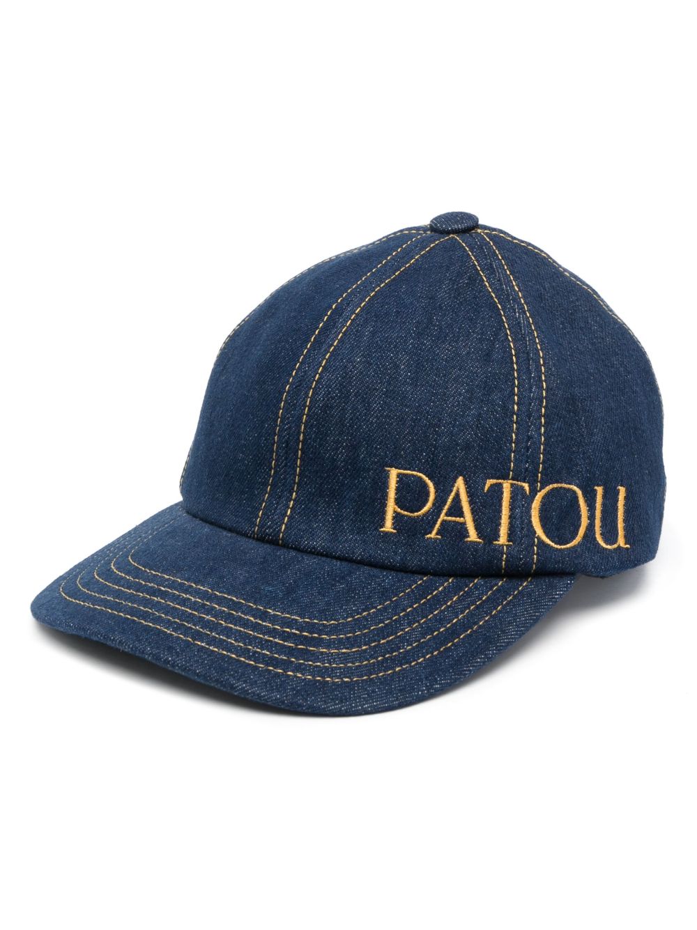 Patou logo刺绣牛仔棒球帽 - 蓝色