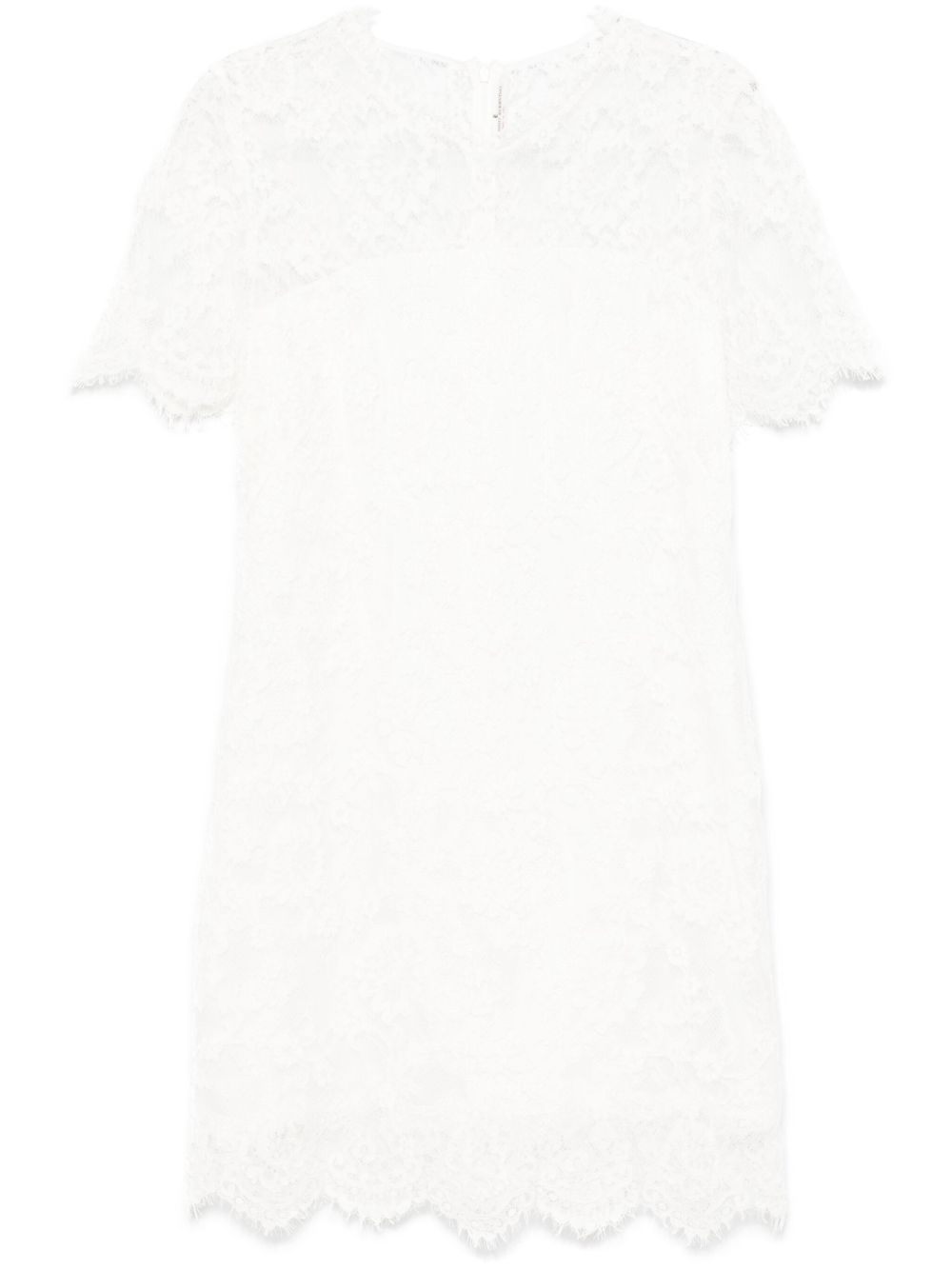 Ermanno Scervino 刺绣蕾丝五分袖迷你连衣裙 - 白色