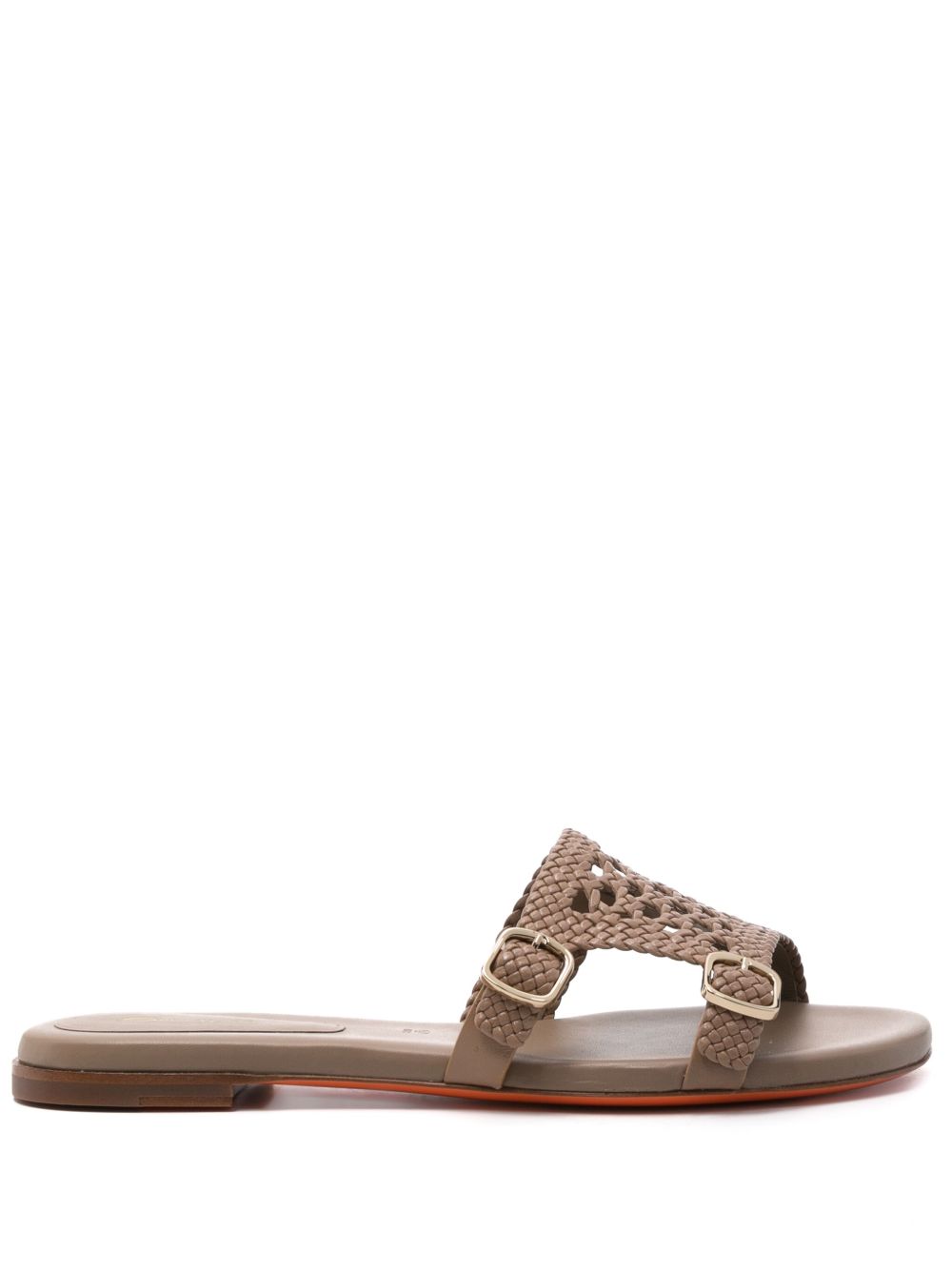 Santoni 双扣环皮质拖鞋 - 中性色