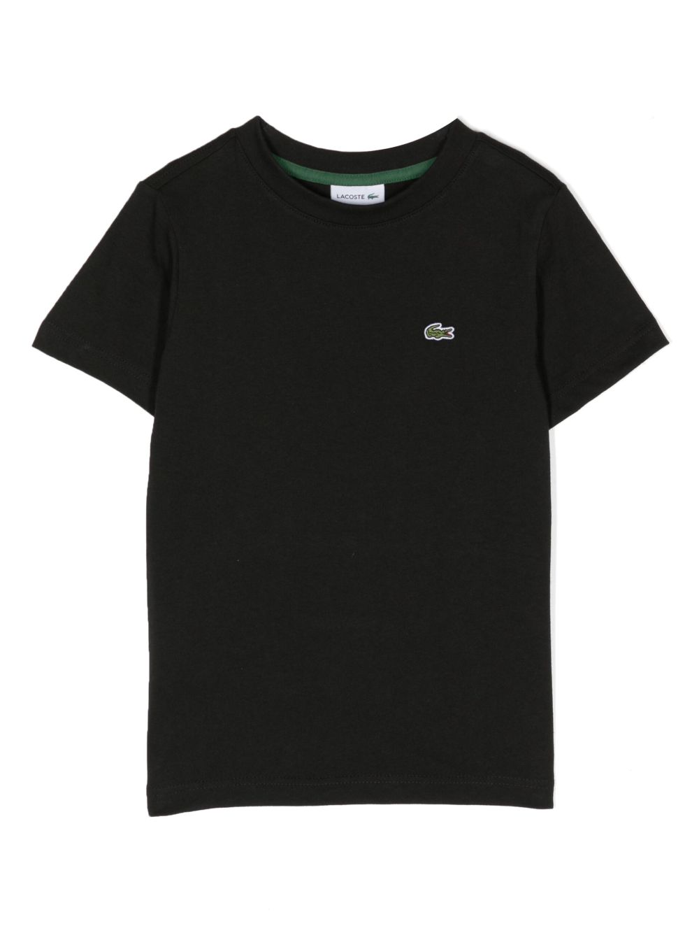 Lacoste Kids logo刺绣棉T恤 - 黑色