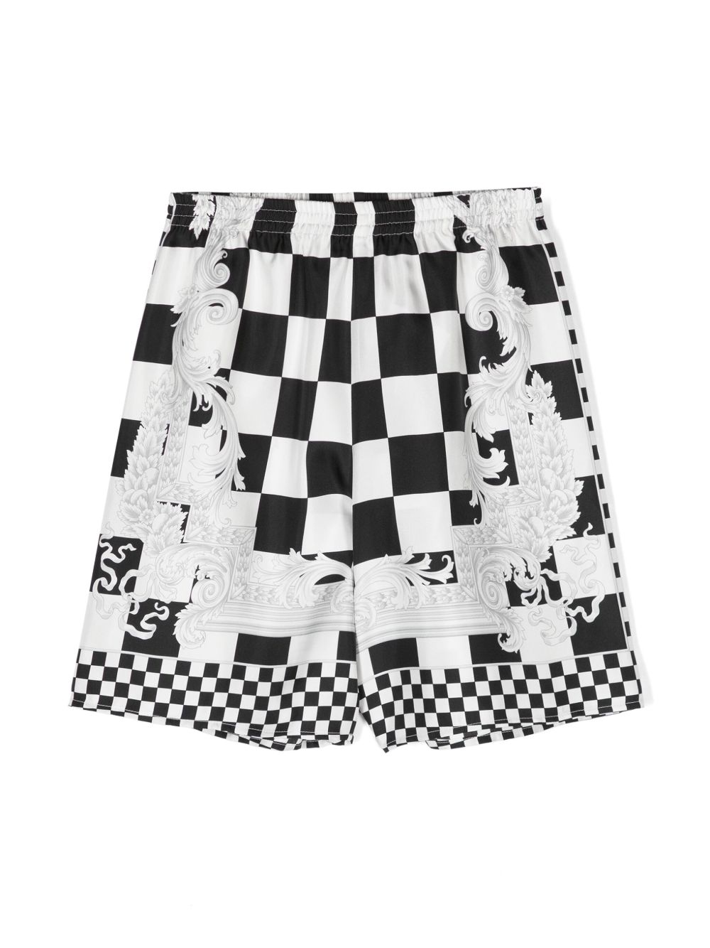 Versace Kids Medusa Contrasto 印花真丝短裤 - 黑色