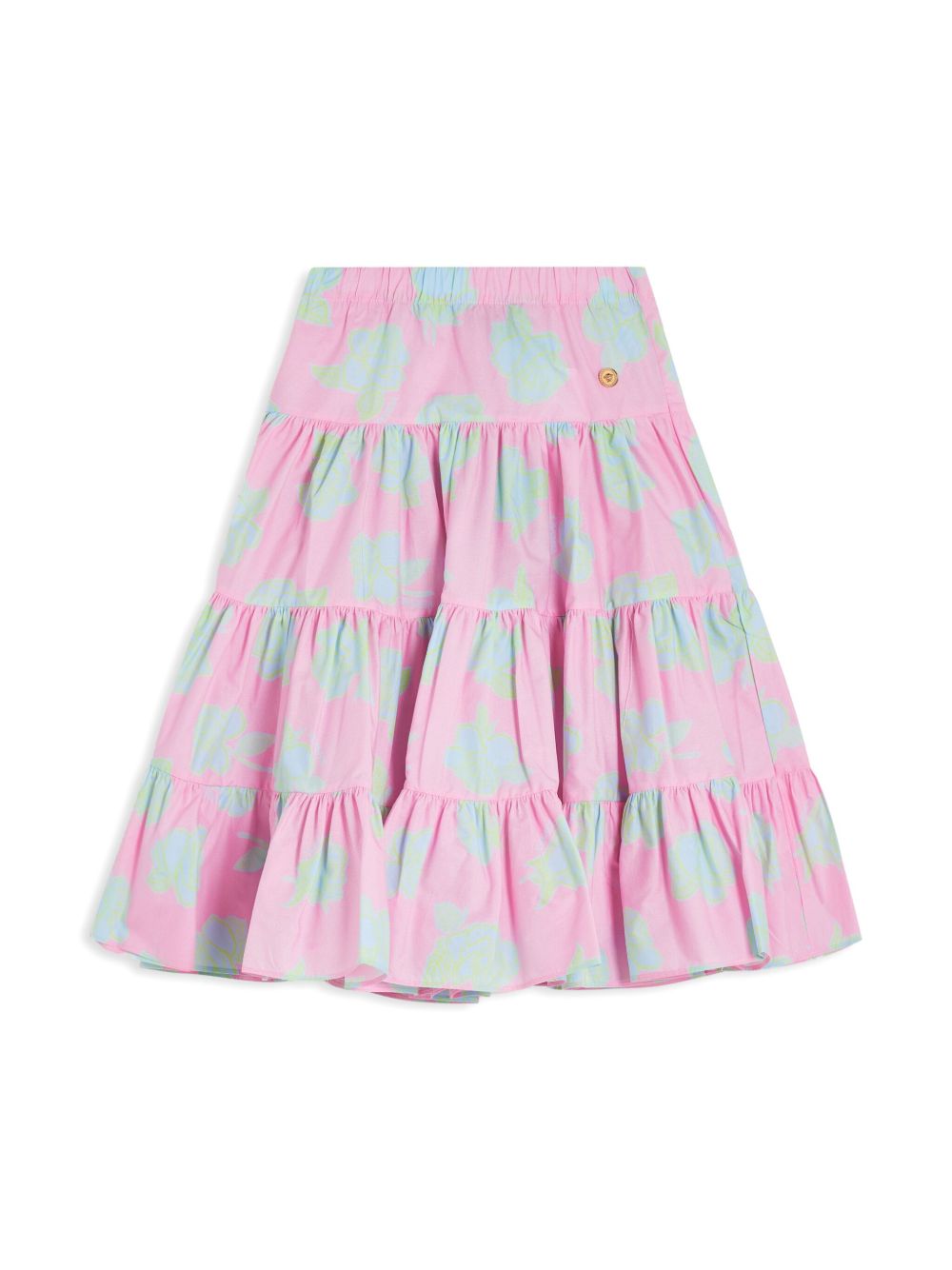 Versace Kids 玫瑰印花棉半身裙 - 粉色