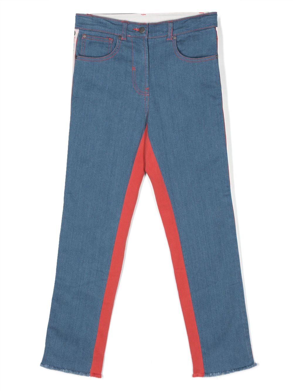 Stella McCartney Kids 拼色直筒牛仔裤 - 蓝色