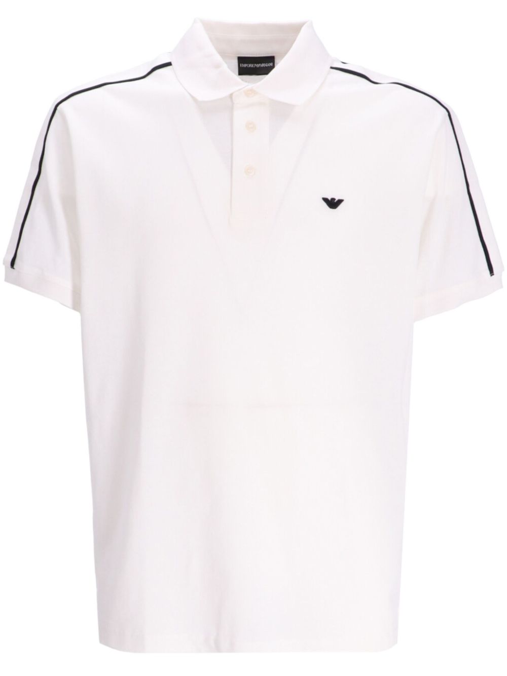 Emporio Armani logo刺绣棉polo衫 - 白色
