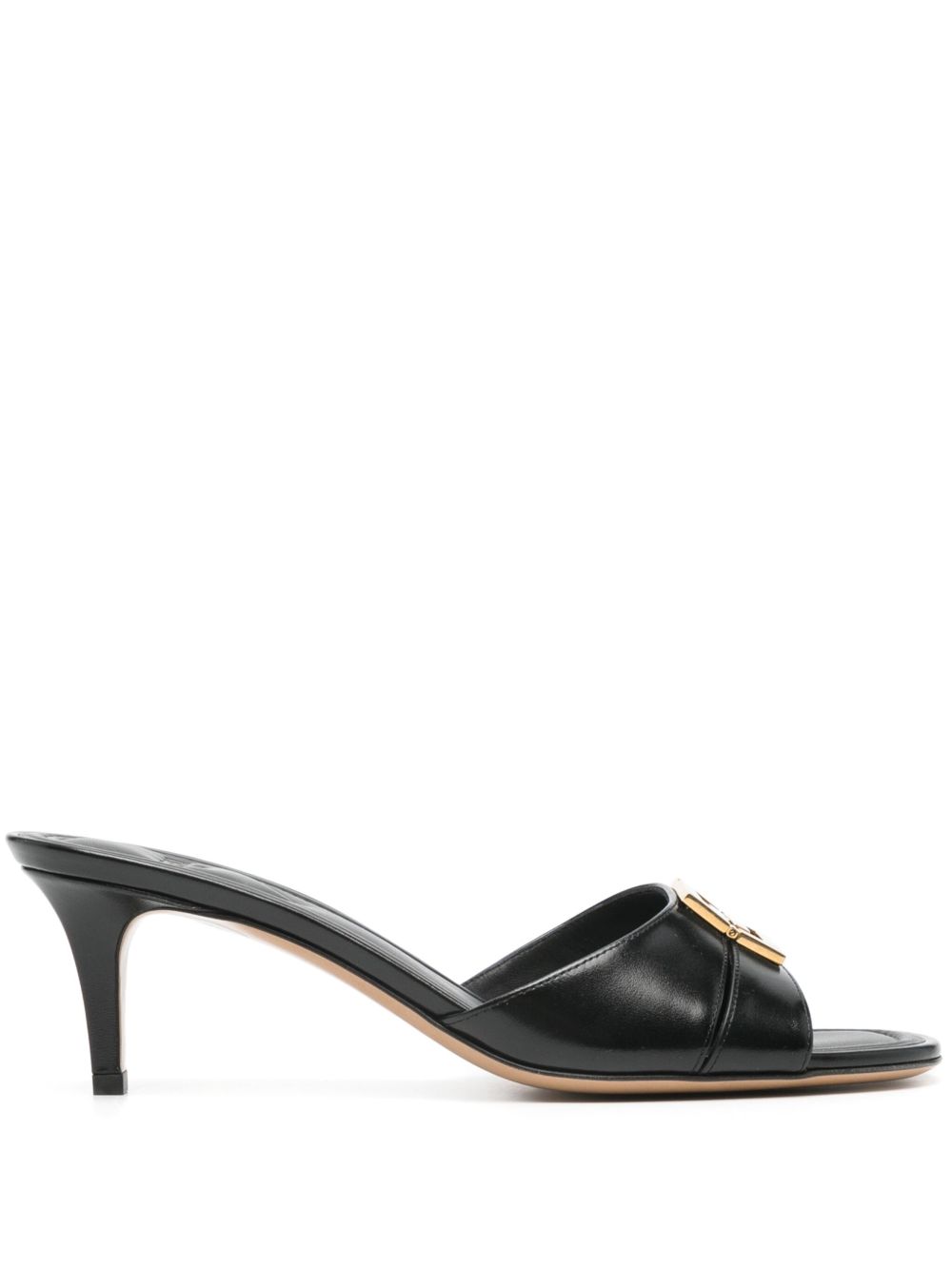 FENDI Ffold 中跟皮质穆勒鞋 - 黑色