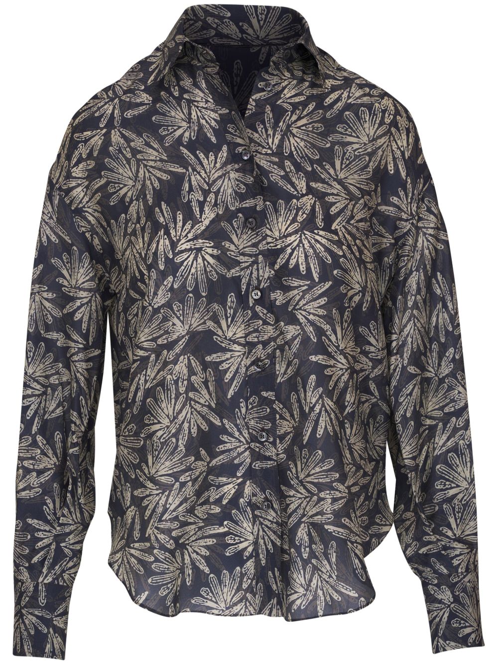 Brunello Cucinelli 花卉印花真丝衬衫 - 蓝色