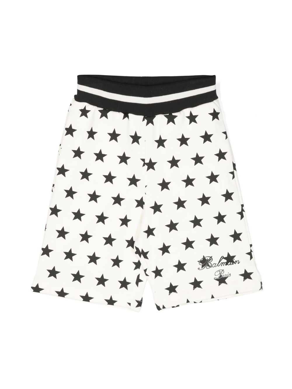 Balmain Kids 星星印花平纹针织短裤 - 中性色