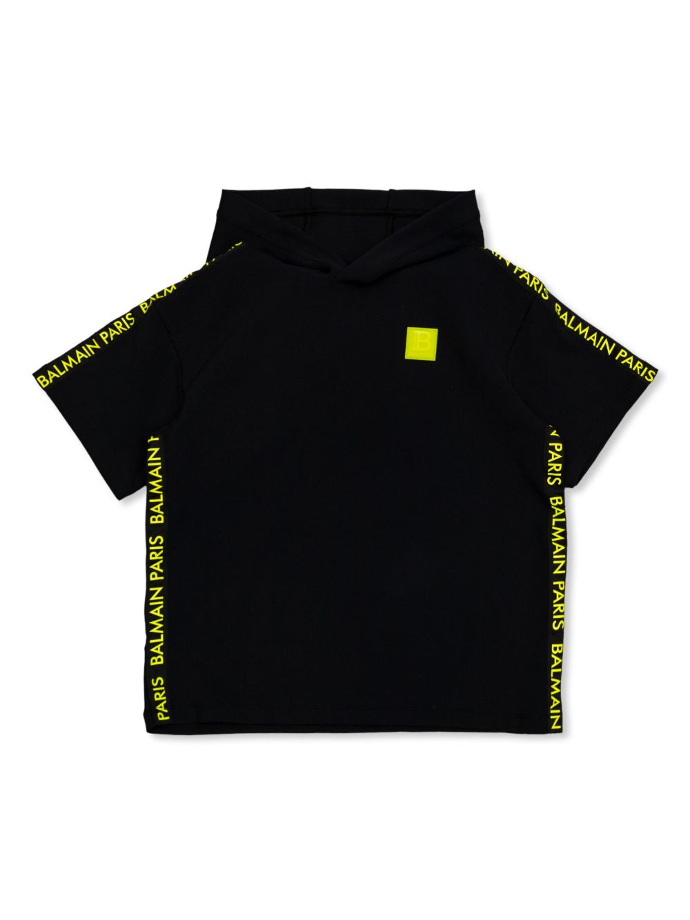 Balmain Kids logo贴花连帽T恤 - 蓝色