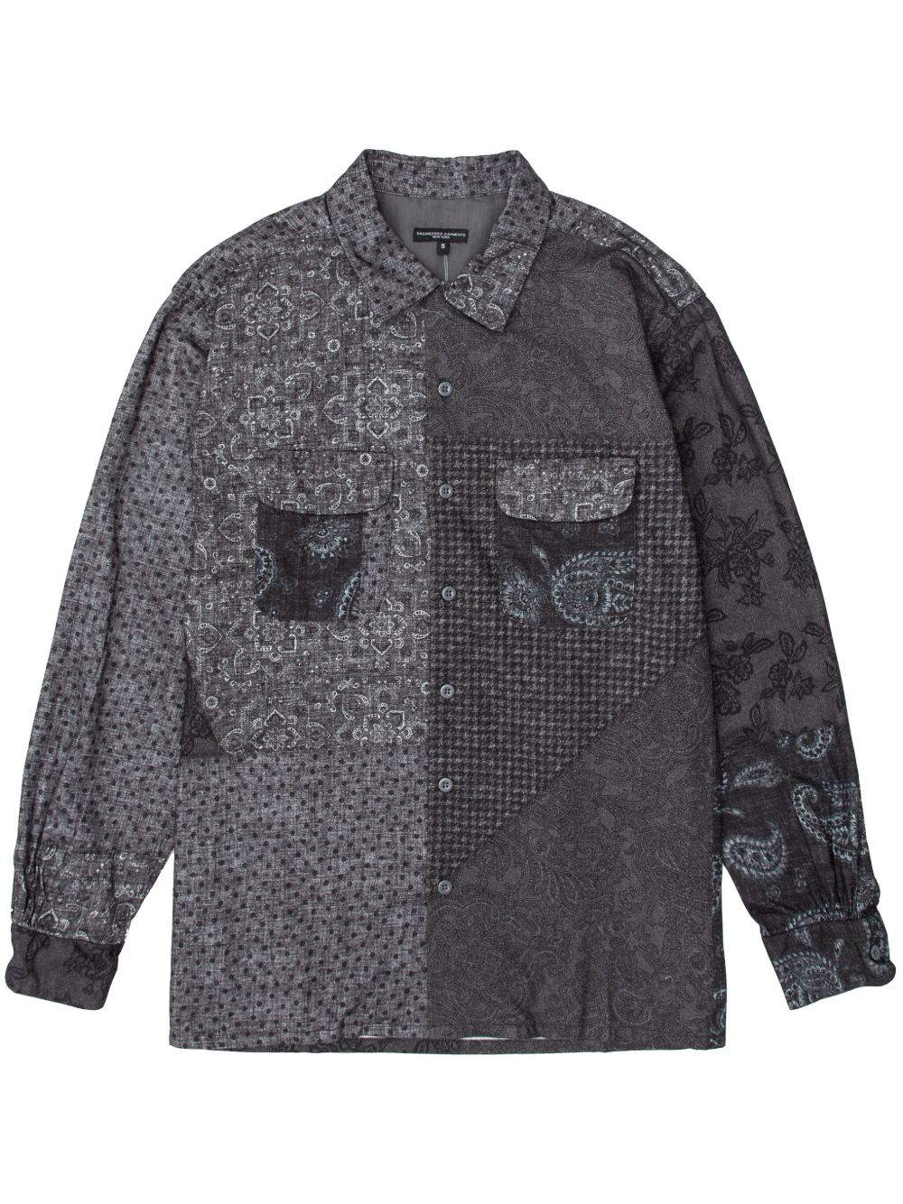 Engineered Garments 拼接设计棉衬衫 - 黑色
