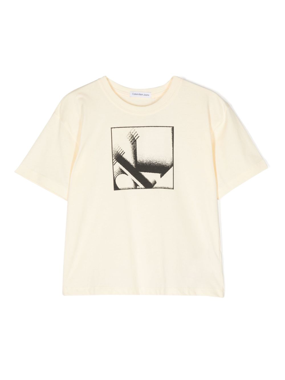 Calvin Klein Kids logo标记棉T恤 - 黄色