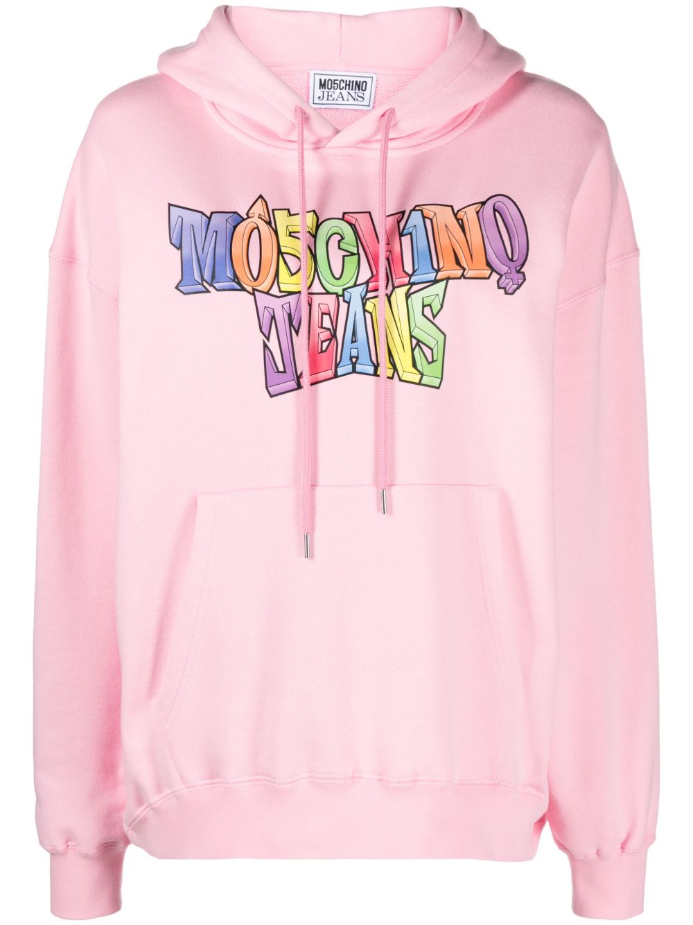 MOSCHINO JEANS logo印花棉连帽衫 - 粉色