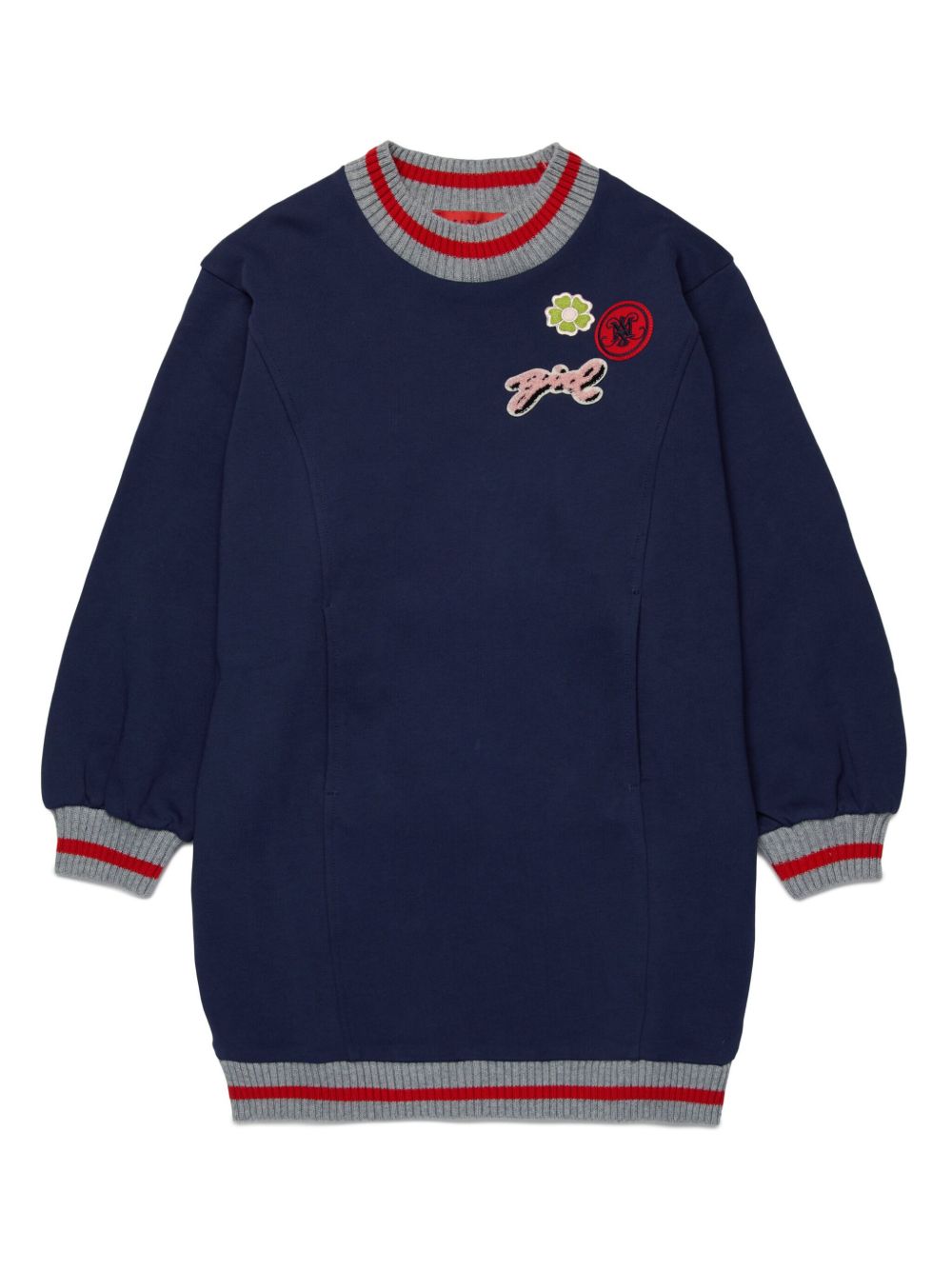 MAX&Co. Kids logo印花棉连衣裙 - 蓝色