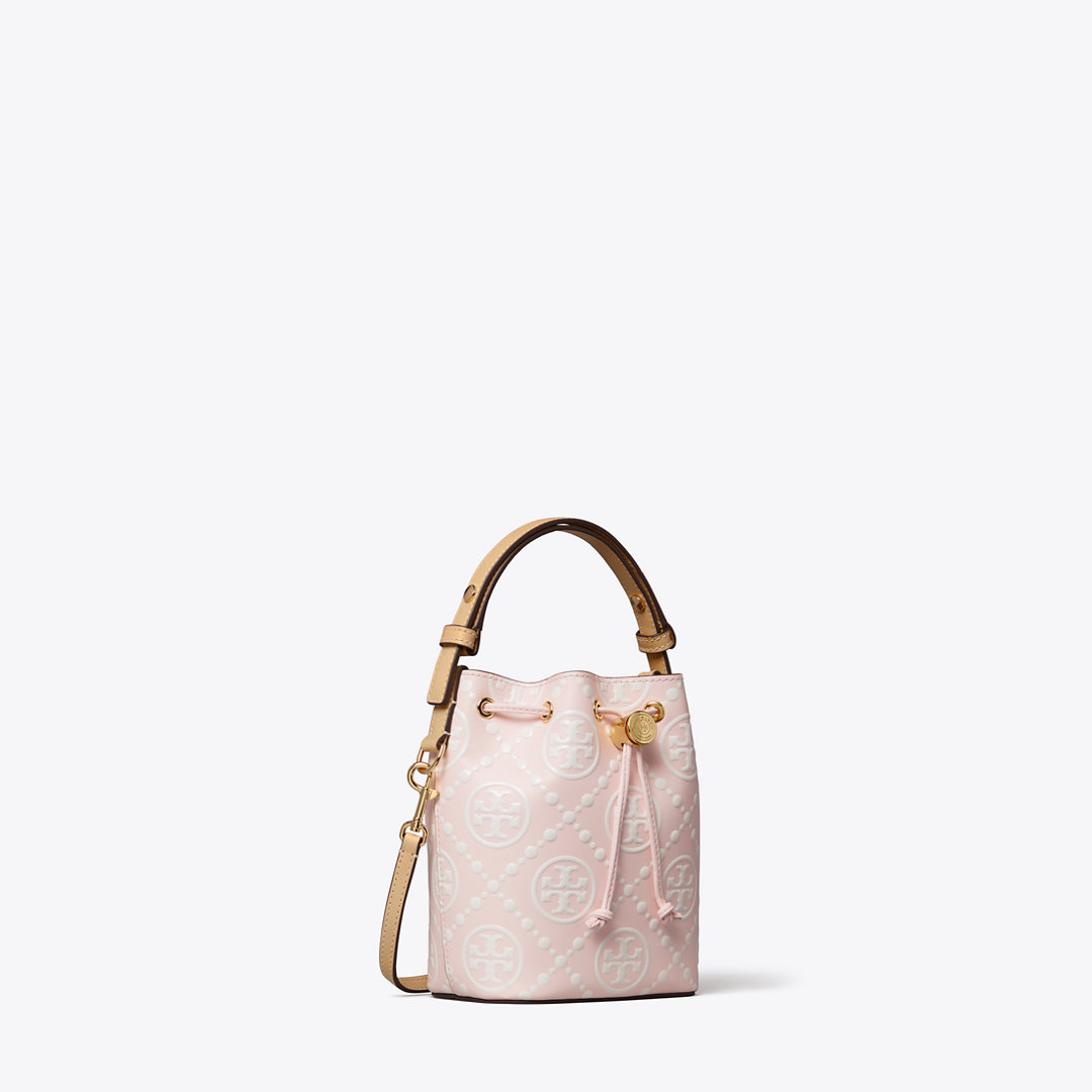 Tory Burch T Monogram Contrast Embossed Mini Bucket Bag