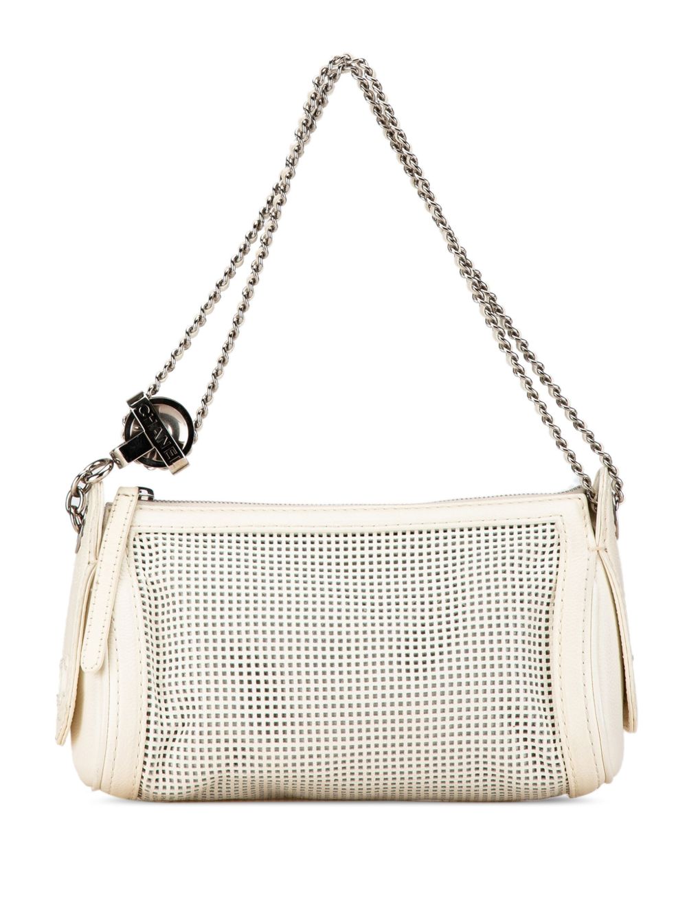 CHANEL Pre-Owned Caviar Perforated Pulley 单肩包（2004-2005年典藏款） - 白色