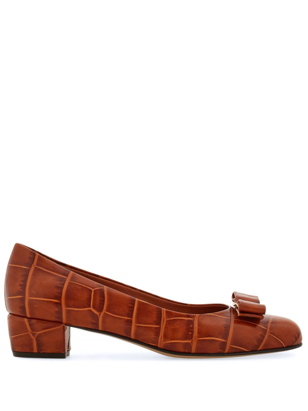 Ferragamo Vara 皮质低跟鞋 - 褐色