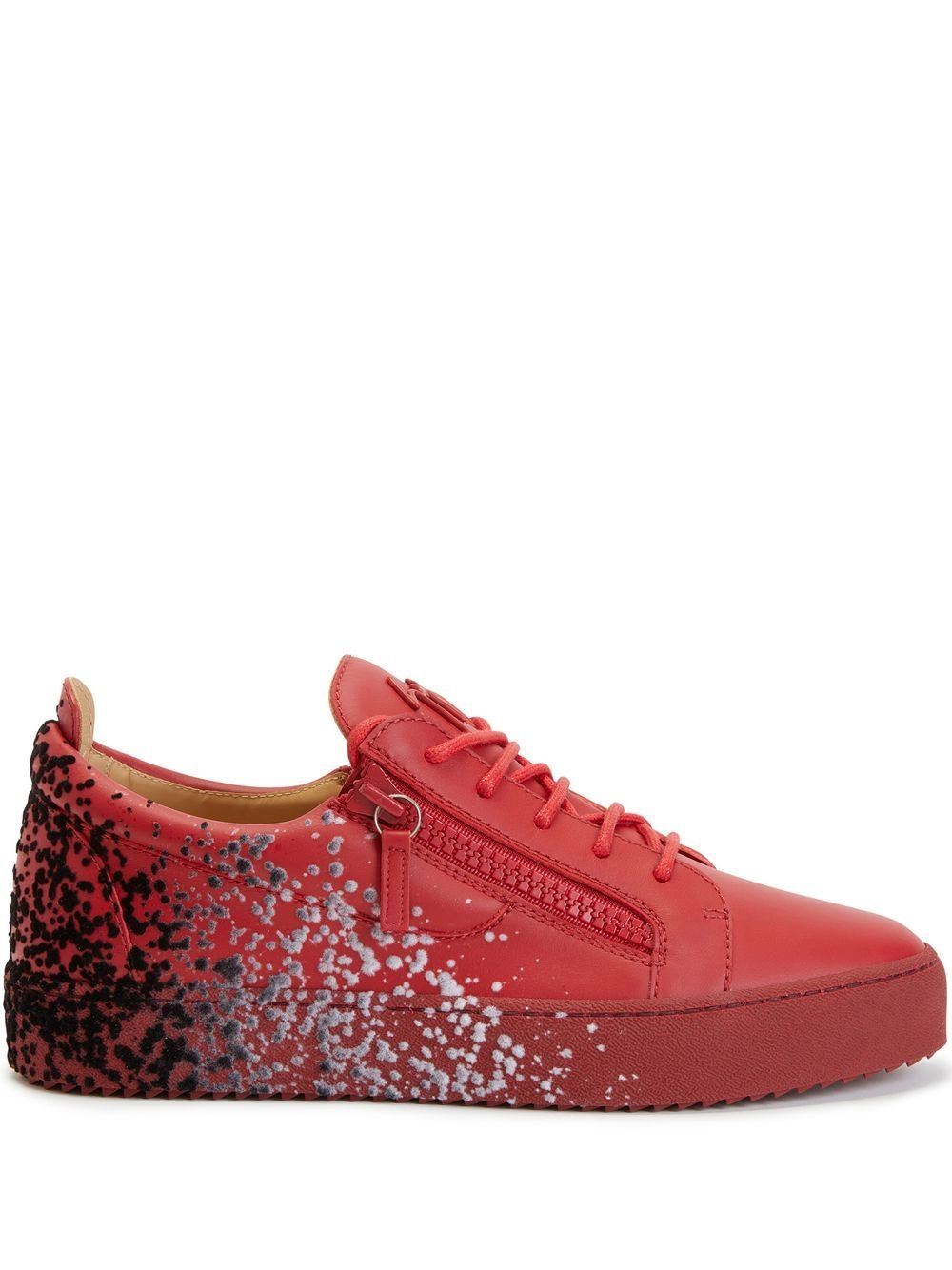 Giuseppe Zanotti 泼漆效果低帮运动鞋 - 红色