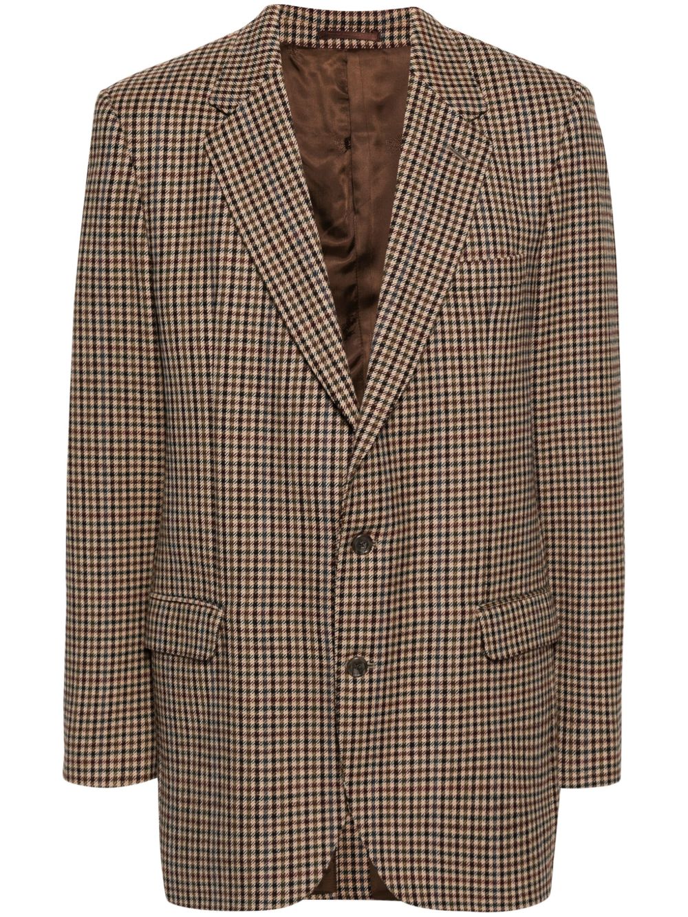 Burberry Pre-Owned 千鸟格纹羊毛西装夹克（1980年代典藏款） - 褐色