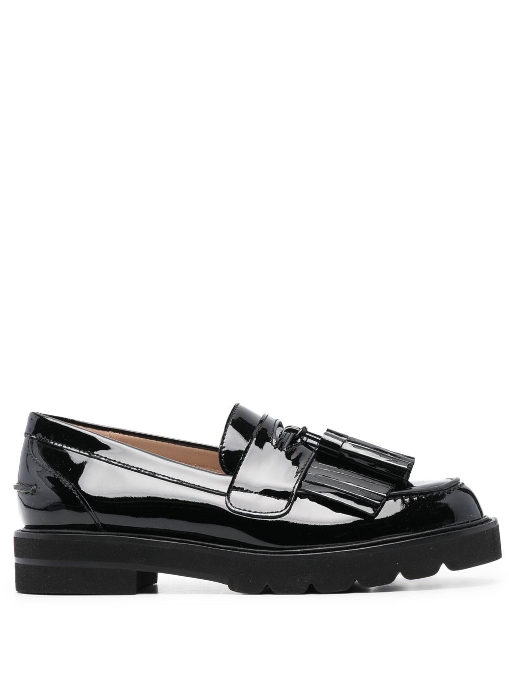Stuart Weitzman 流苏细节套穿式乐福鞋 - 黑色