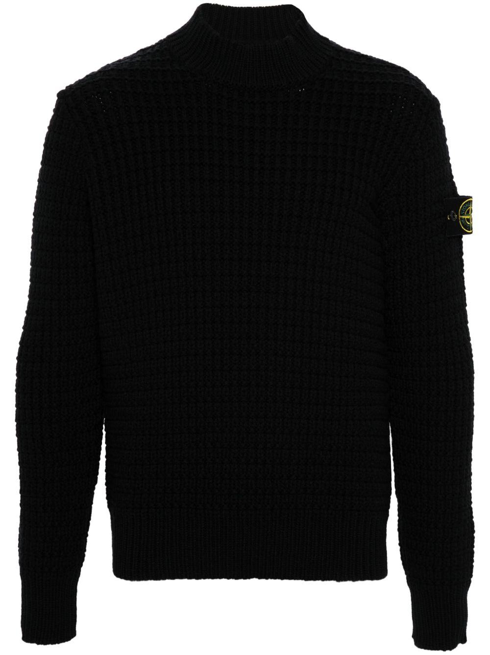 Stone Island 罗盘徽章立体针织毛衣 - 黑色