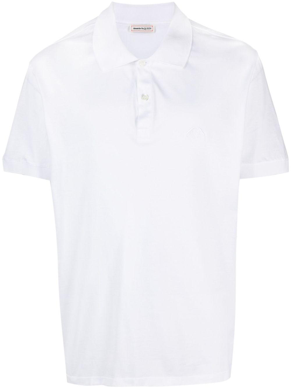 Alexander McQueen logo刺绣平纹针织polo衫 - 白色