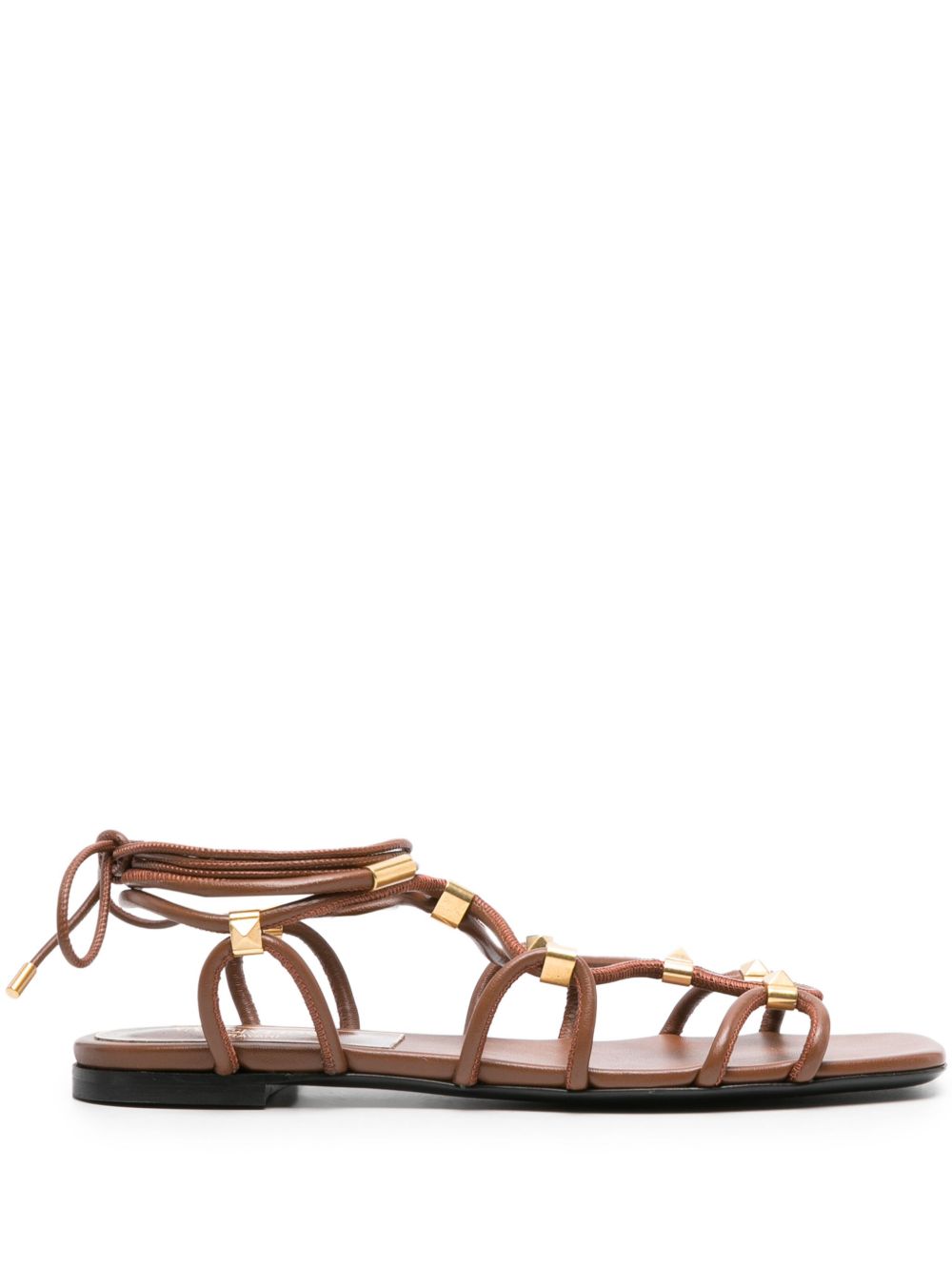 Valentino Garavani Pre-Owned Rockstud Net 系带凉鞋 - 褐色