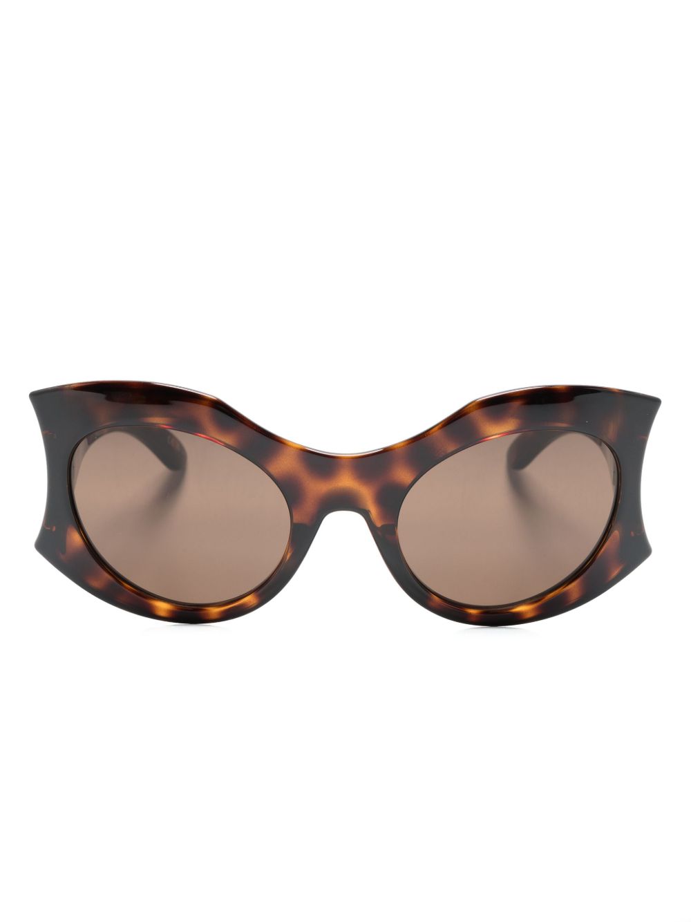 Balenciaga Eyewear Hourglass 圆框太阳眼镜 - 褐色
