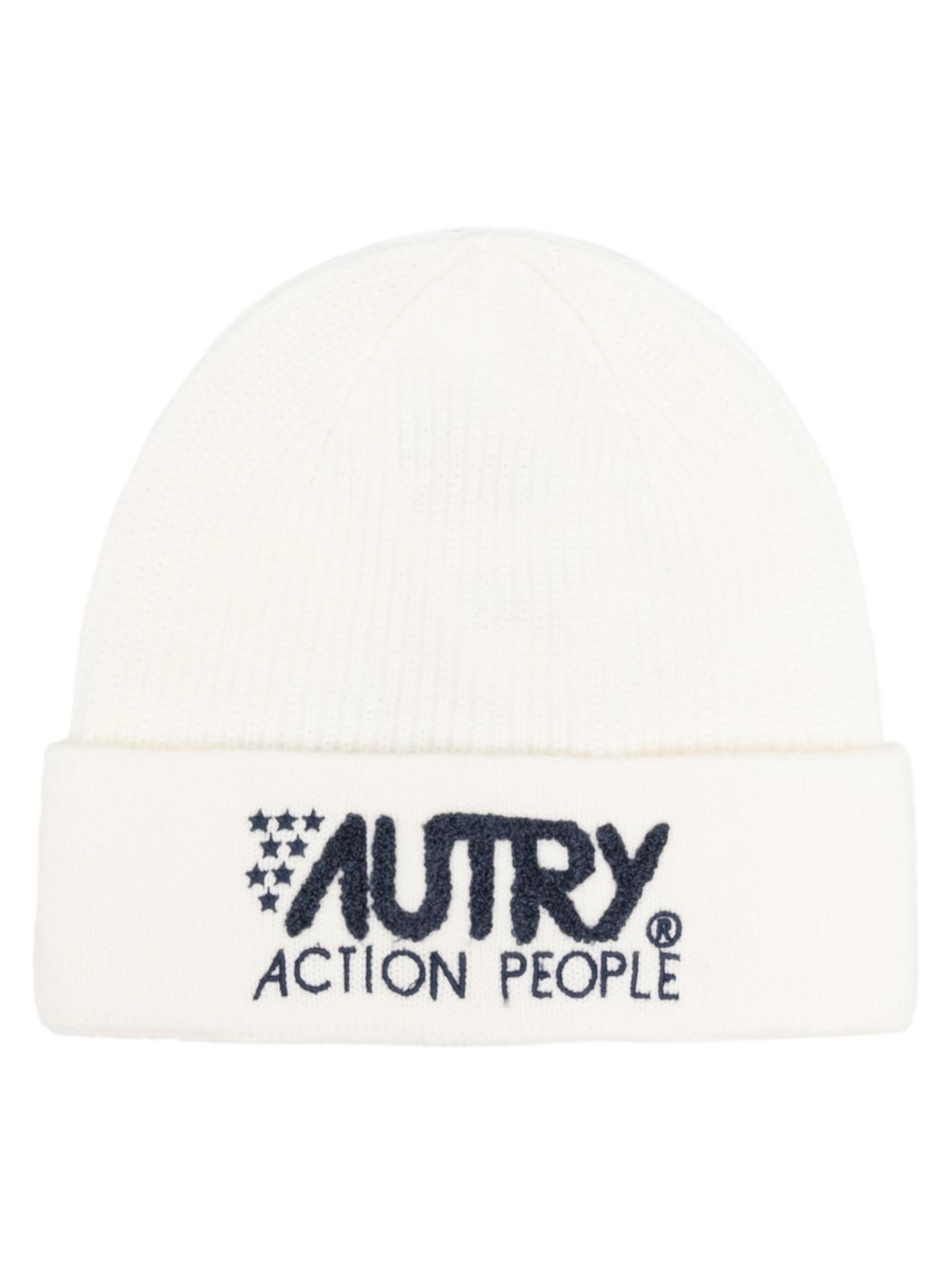 Autry logo刺绣针织套头帽 - 白色
