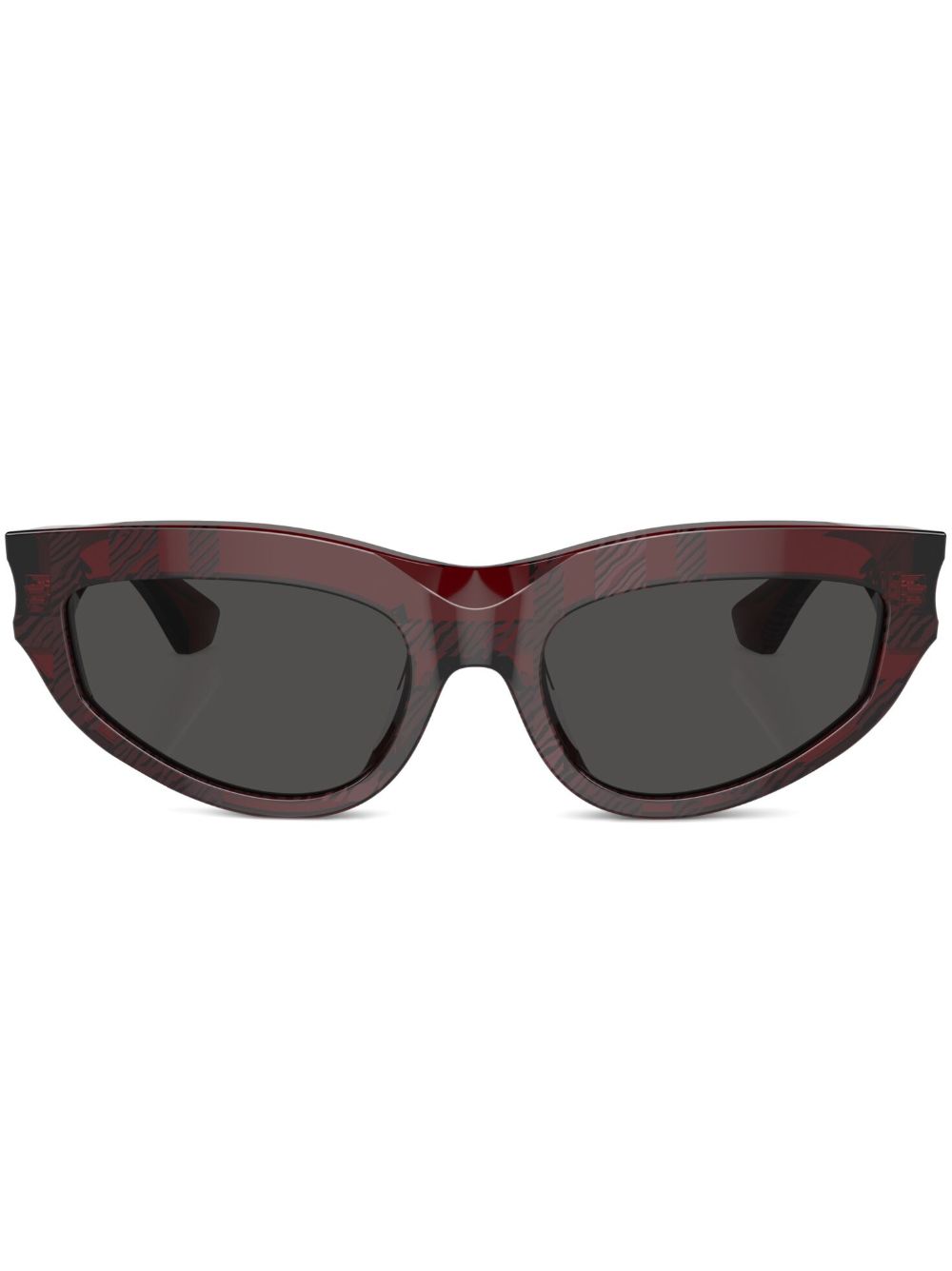Burberry Eyewear 格纹猫眼框太阳眼镜 - 红色