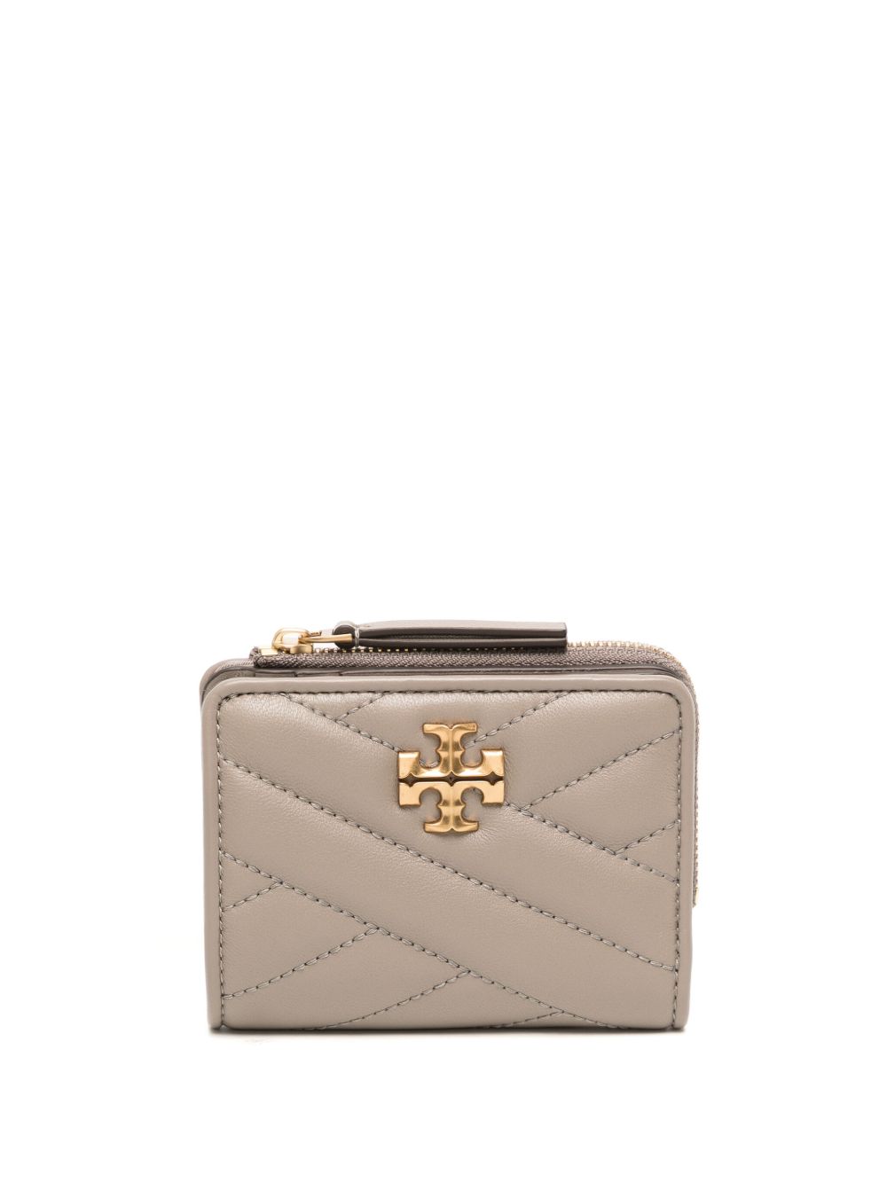 Tory Burch Kira 人字纹图案绗缝钱对折钱包 - 褐色