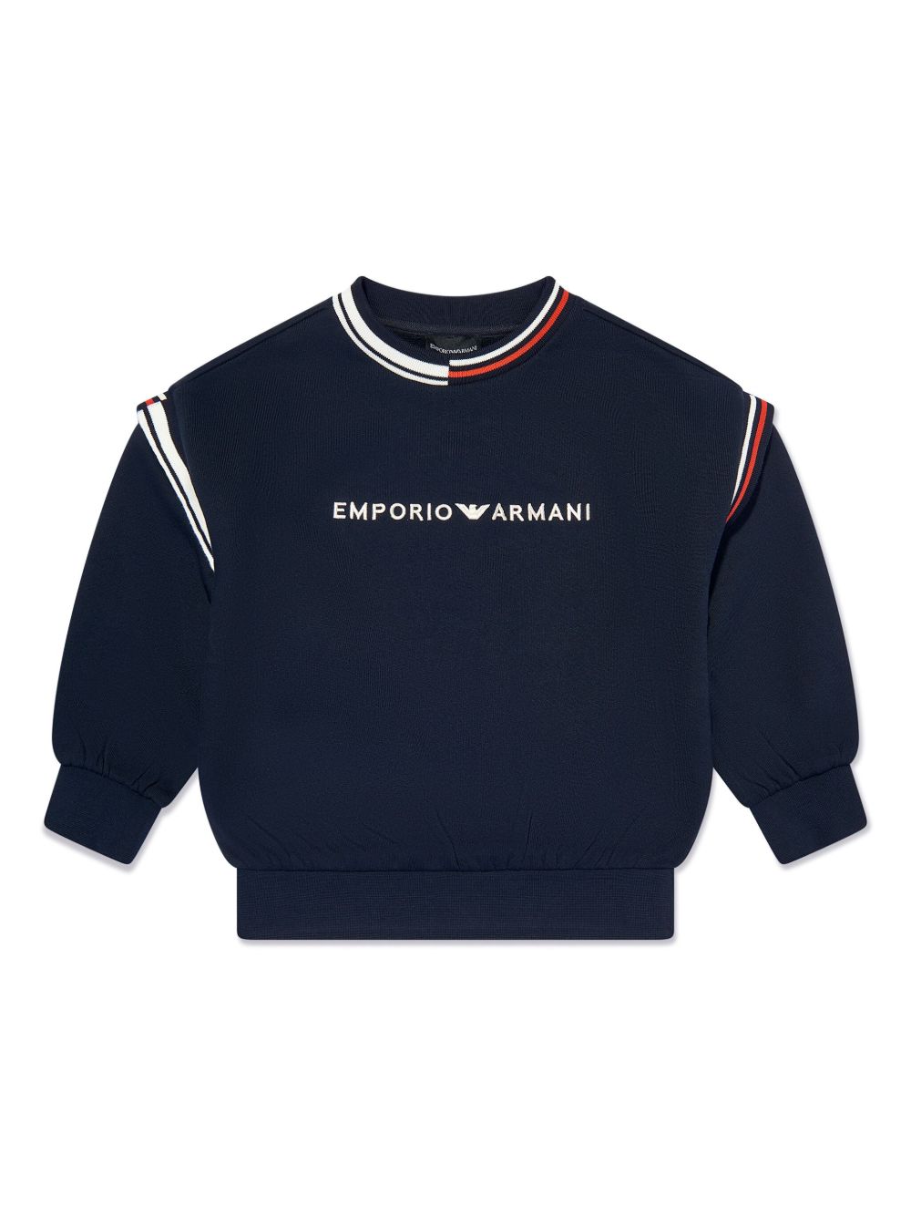 Emporio Armani Kids logo刺绣棉毛衣 - 蓝色