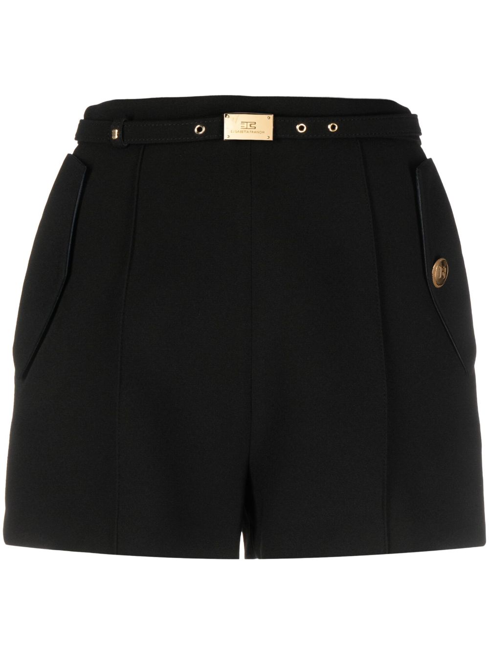 Elisabetta Franchi logo扣环束腰短裤 - 黑色