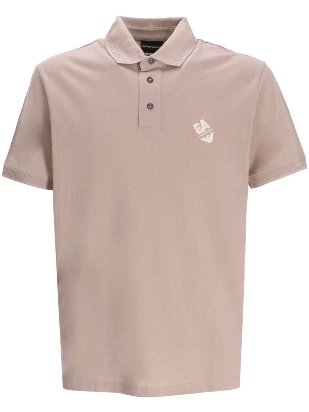 Emporio Armani logo刺绣棉polo衫 - 中性色