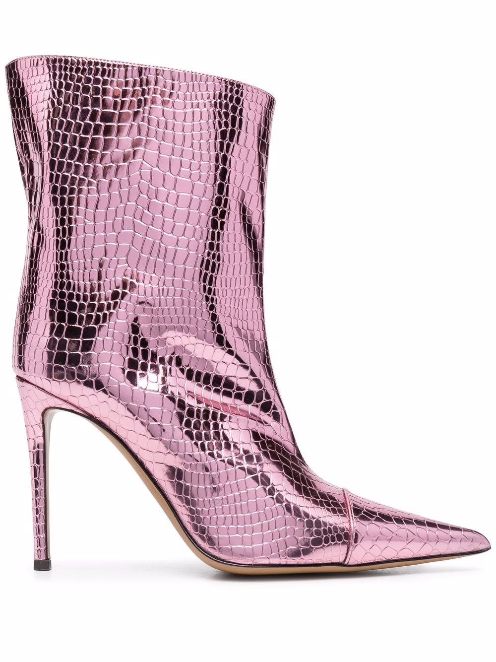Alexandre Vauthier 仿鳄鱼纹及踝靴 - 粉色