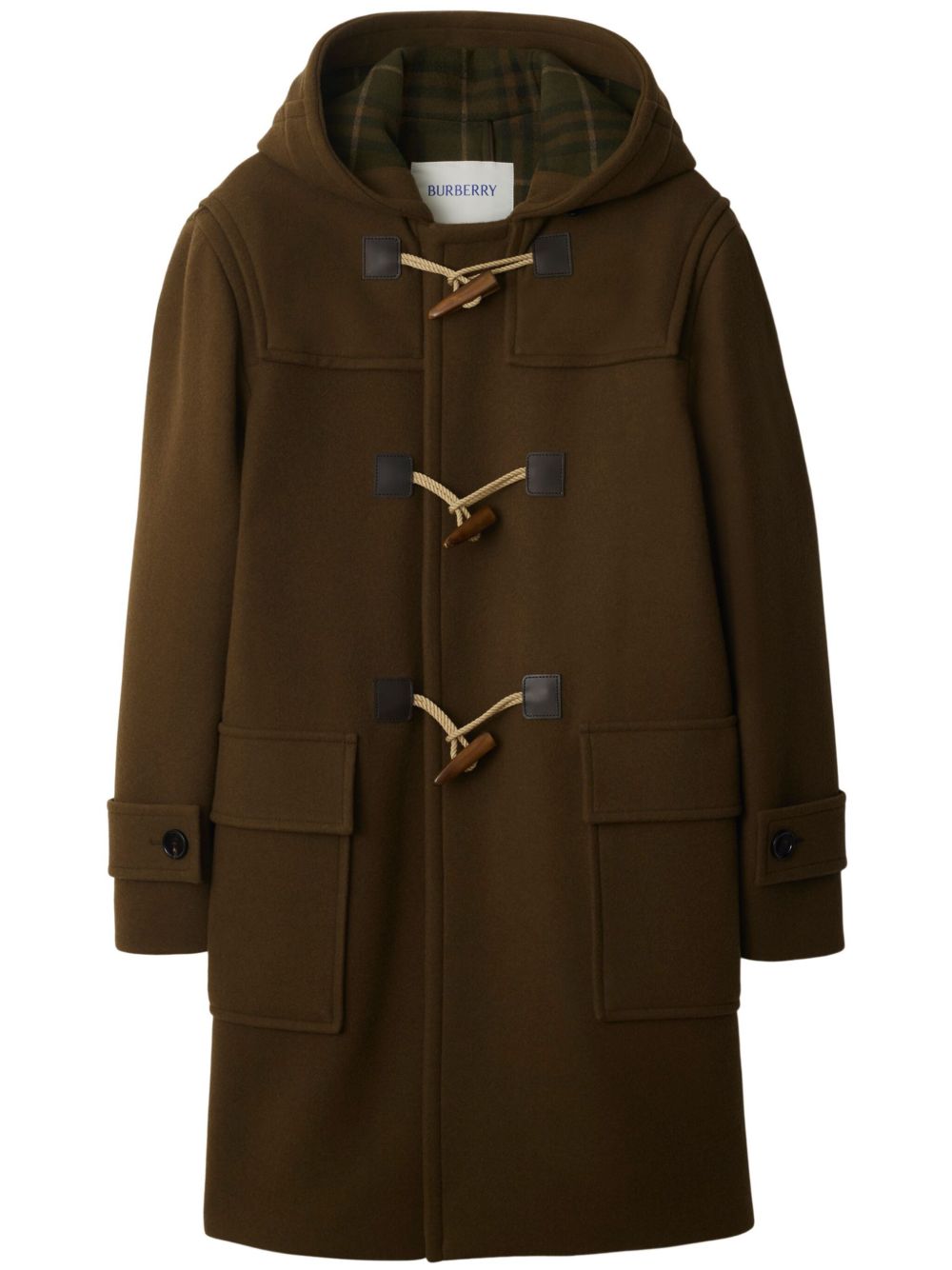 Burberry t字扣牛角扣大衣 - 褐色