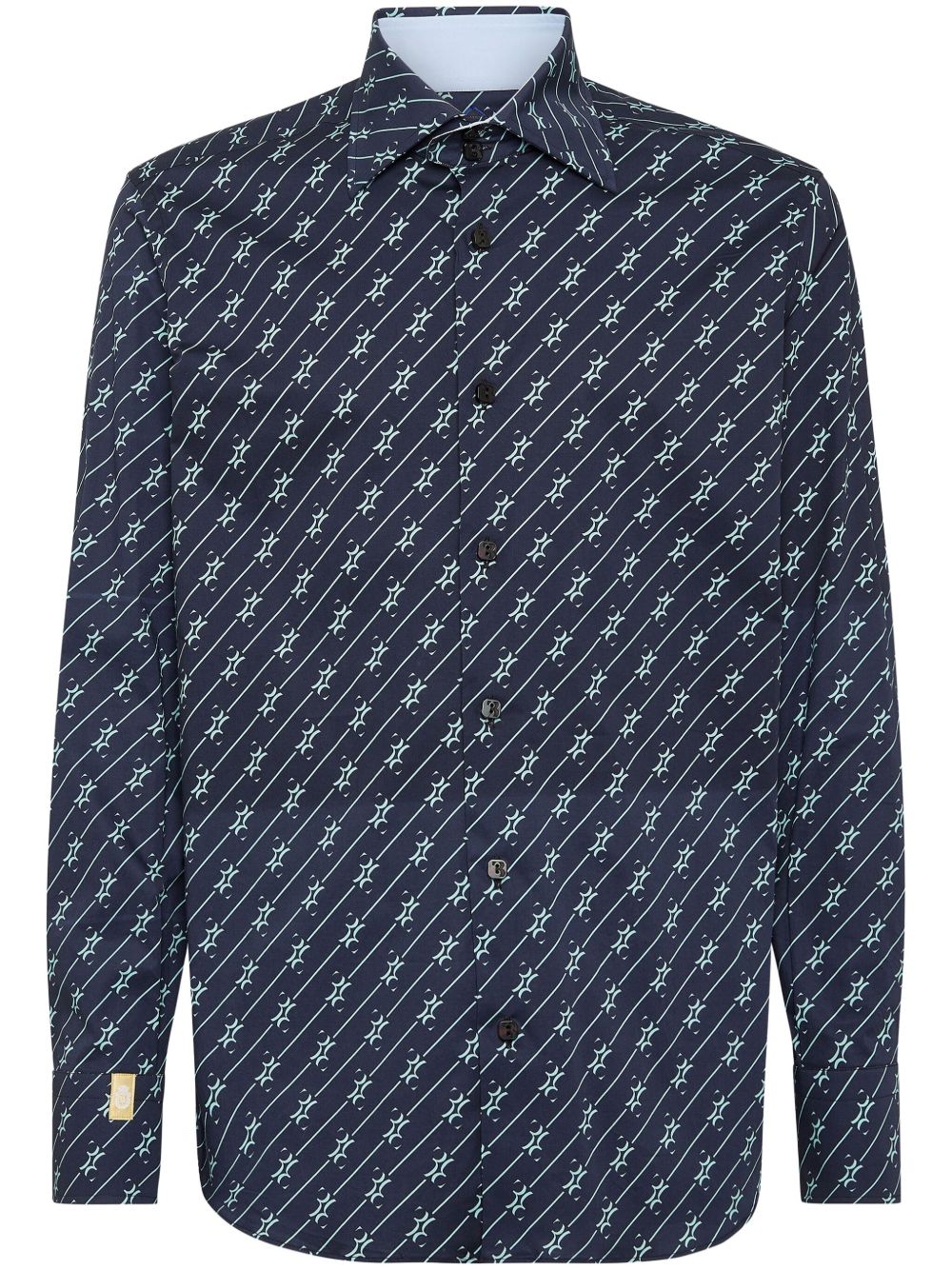 Billionaire 经典logo图案棉衬衫 - 蓝色